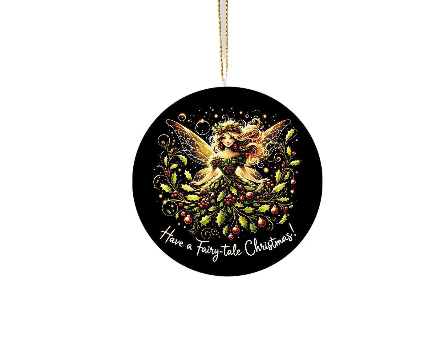 Christmas Ornament, Have a Fairytale Holly Fairy Christmas Ceramic Christmas Ornament, Christmas Decorations