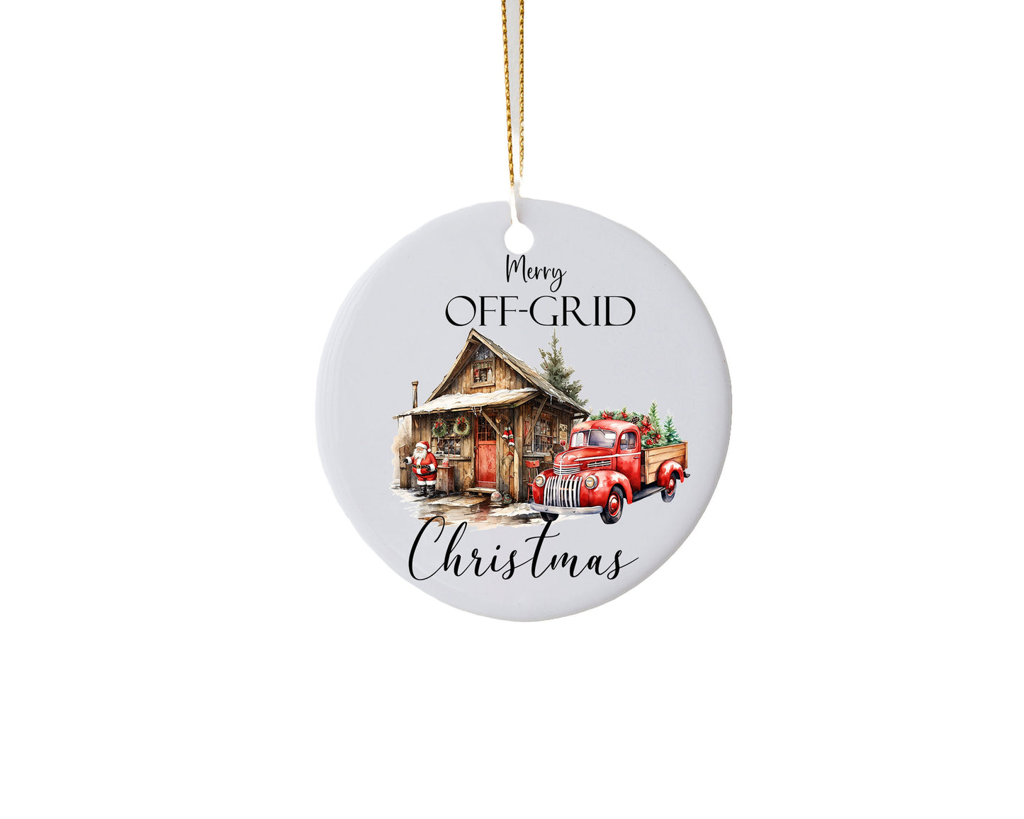 Christmas Ornament, Merry Off-Grid Christmas Ceramic Christmas Ornament, Christmas Decorations