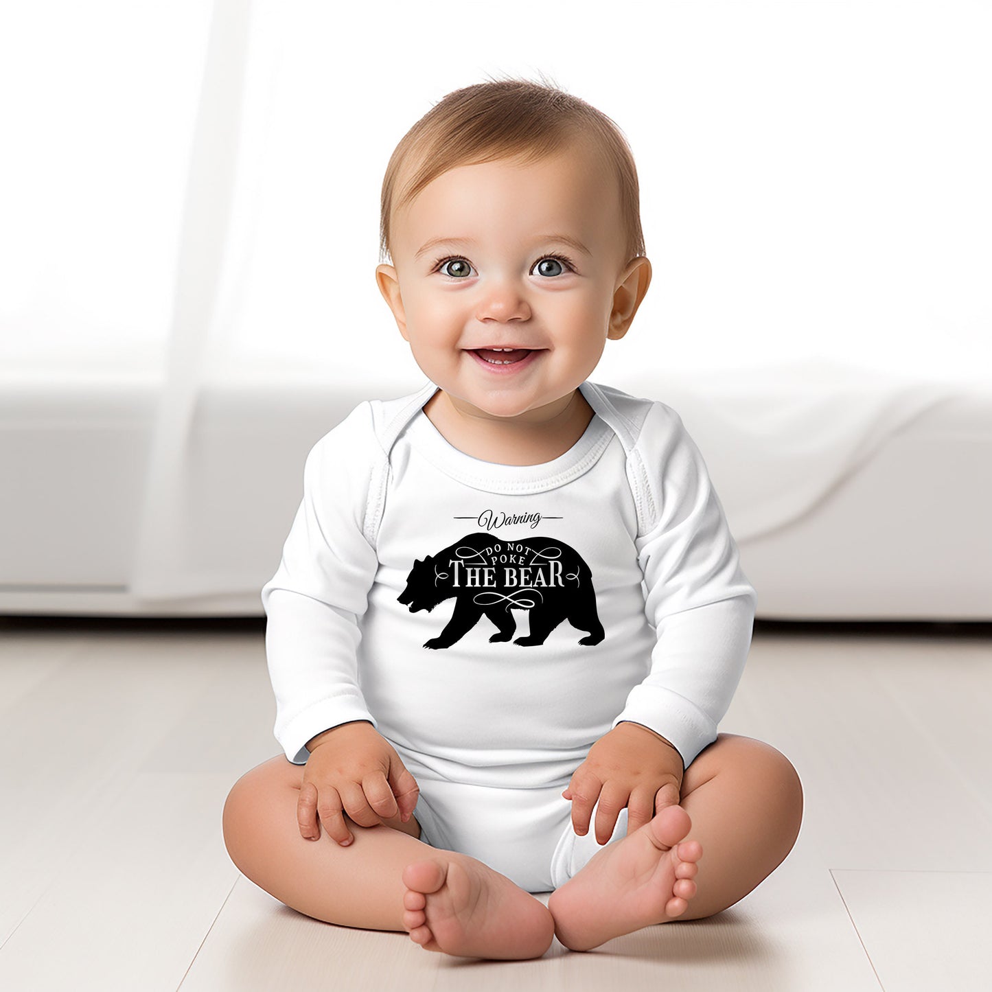 Baby Bodysuit, Don't Poke the Bear One Piece Baby Suit, Baby Gift, Long / Short Sleeve, 0-18 Months size