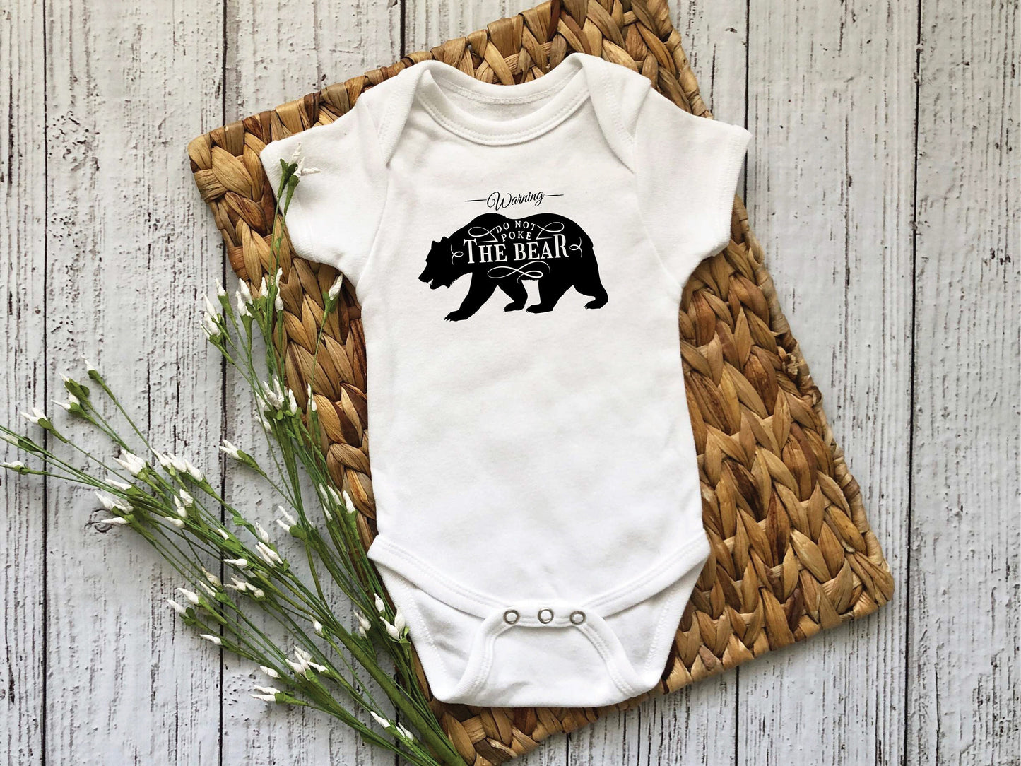 Baby Bodysuit, Don't Poke the Bear One Piece Baby Suit, Baby Gift, Long / Short Sleeve, 0-18 Months size