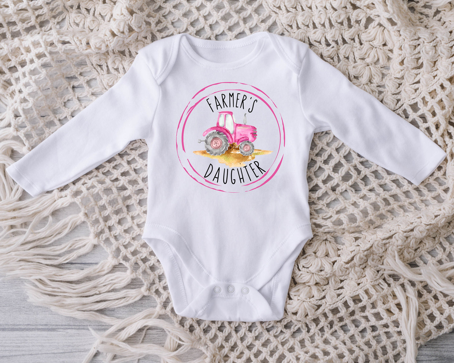 Baby Bodysuit, Farmer's Daughter One Piece Baby Suit, Baby Gift, Long / Short Sleeve, 0-18 Months size