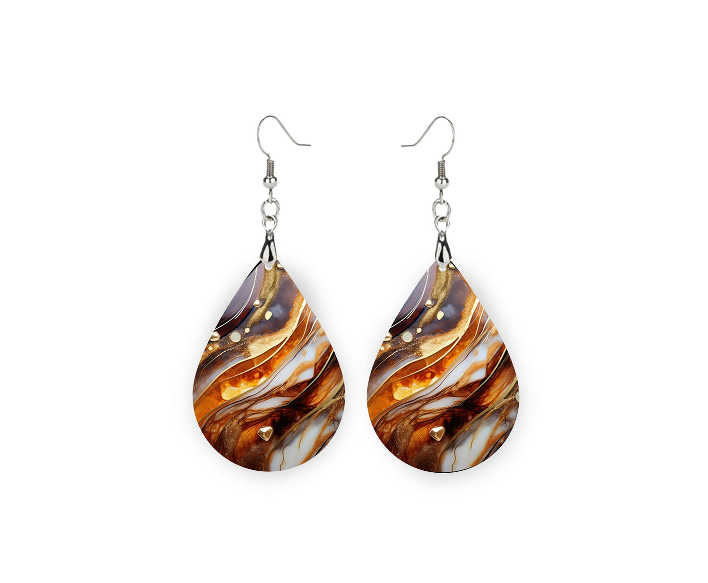 Amber Waves Earrings, Teardrop Dangle Printed Earrings Jewelry Handmade