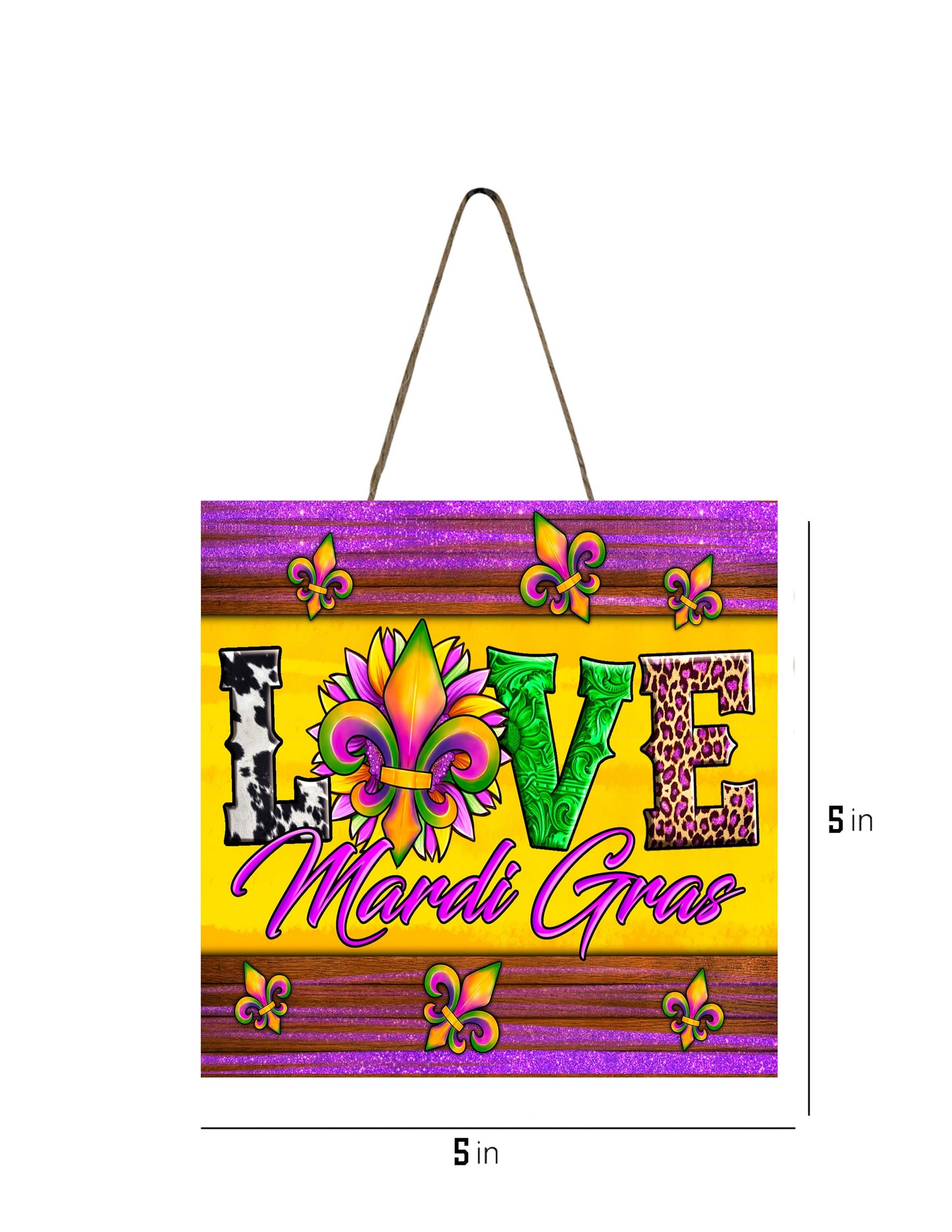 New Release, Love Mardi Gras Hanging Wall Sign Wood Home Decor, Door Hanger, Wreath Sign