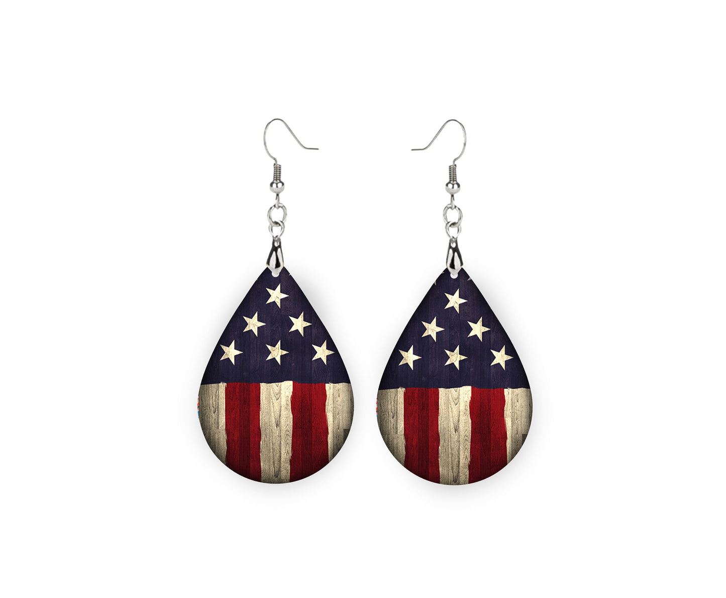 American Flag Earrings, Teardrop Dangle Printed Earrings Jewelry Handmade