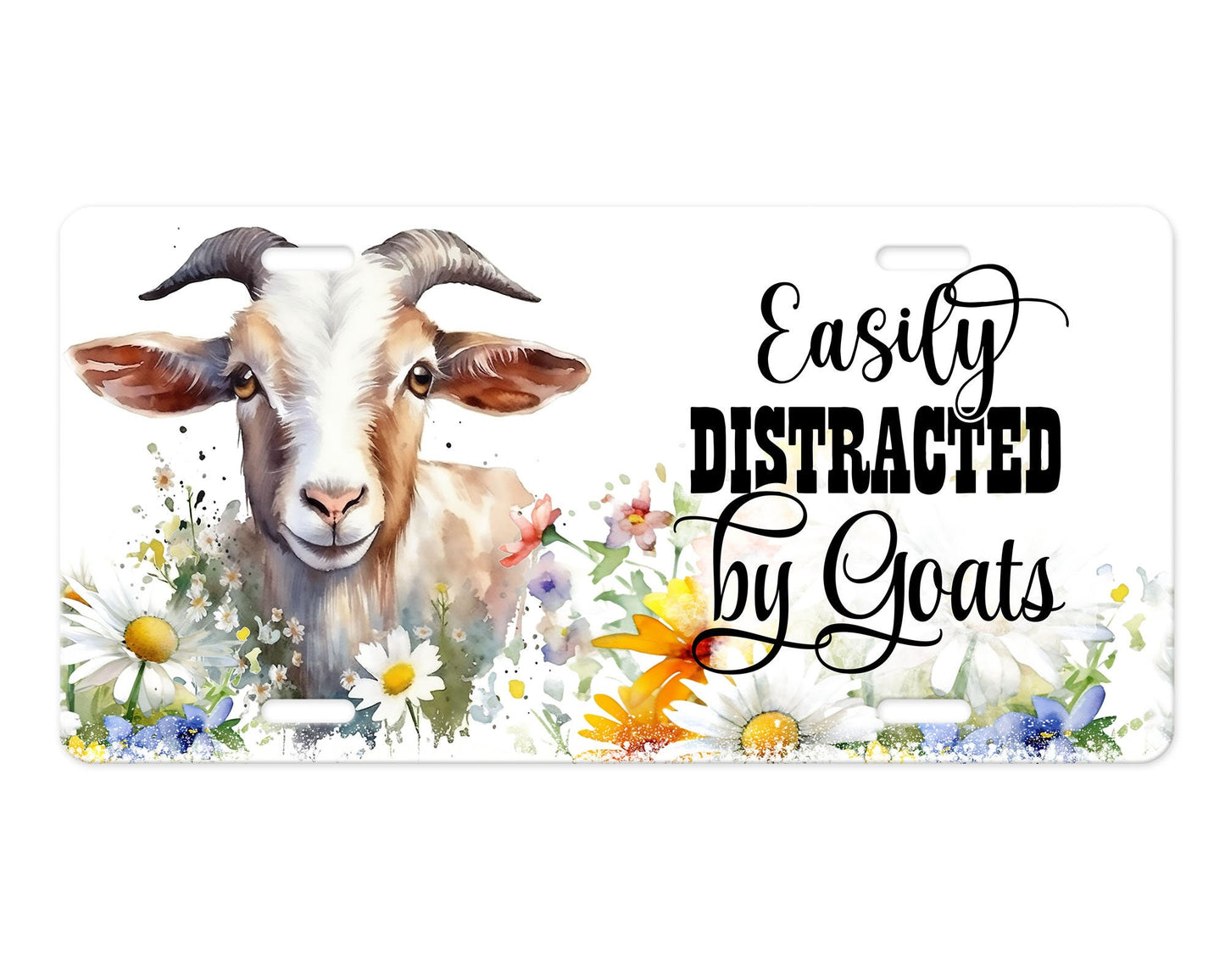 License Plate, Easily Distracted by Goats Printed Aluminum Front License Plate, Car Accessory, Vanity Plate, Cute Car Tag