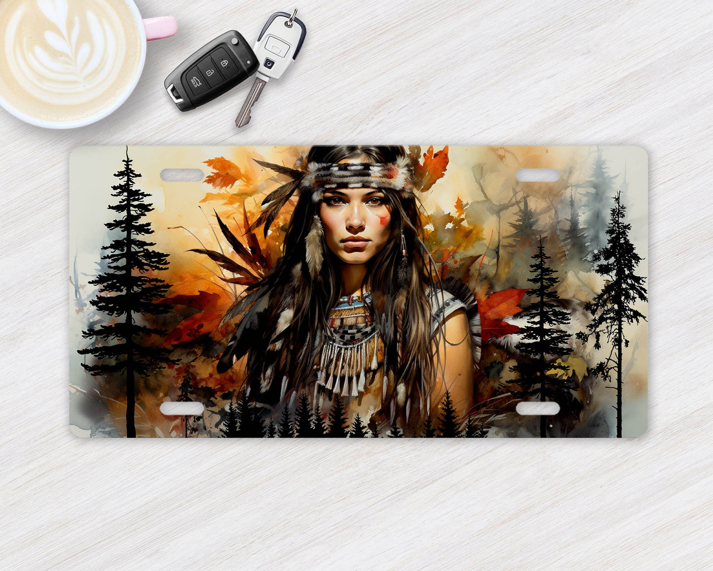 Vanity Front License Plate Indigenous Girl Aluminum Vanity License Plate Car Accessory Decorative Front Plate