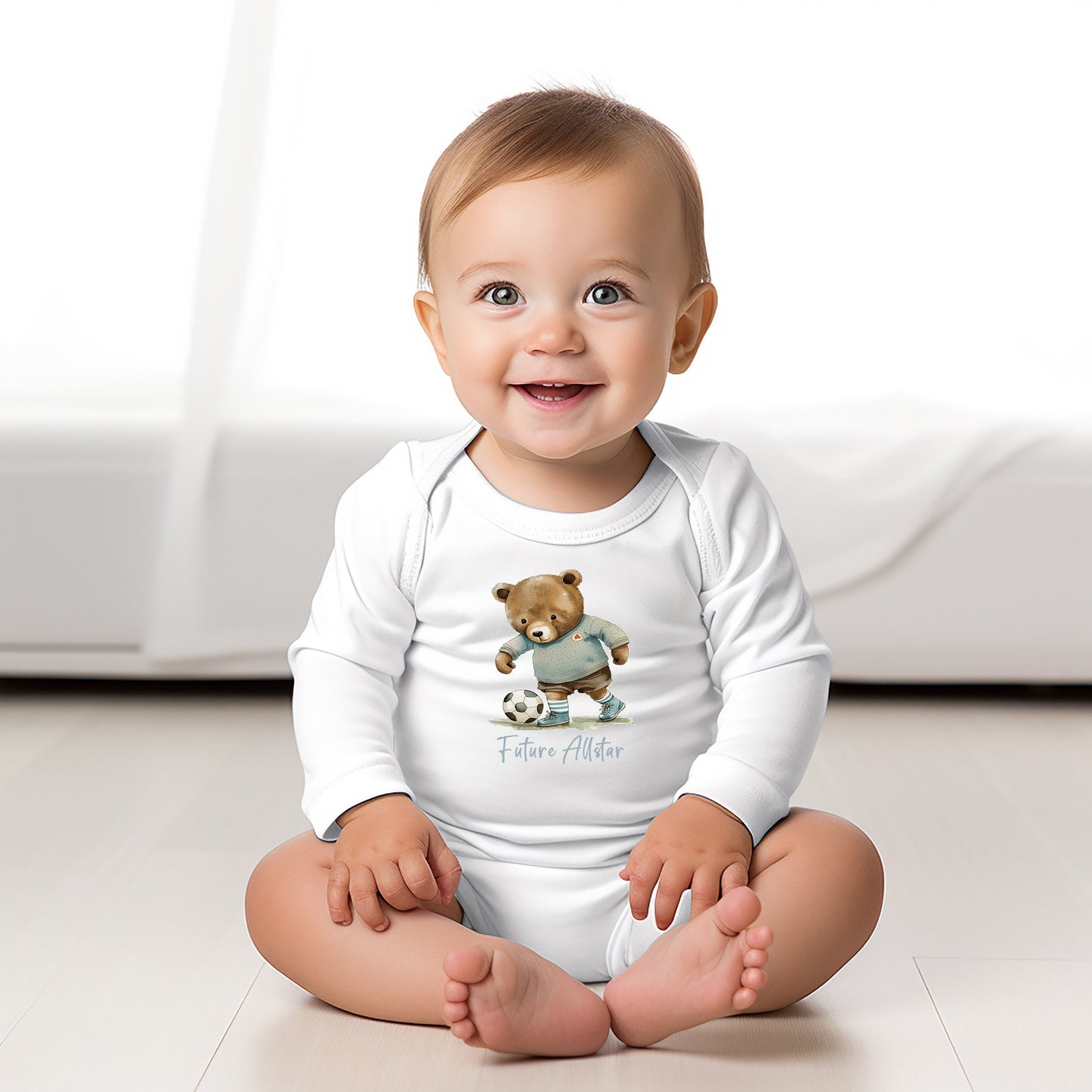 Baby Bodysuit, Future Allstar Soccer One Piece Baby Suit, Baby Gift, Long / Short Sleeve, 0-18 Months size