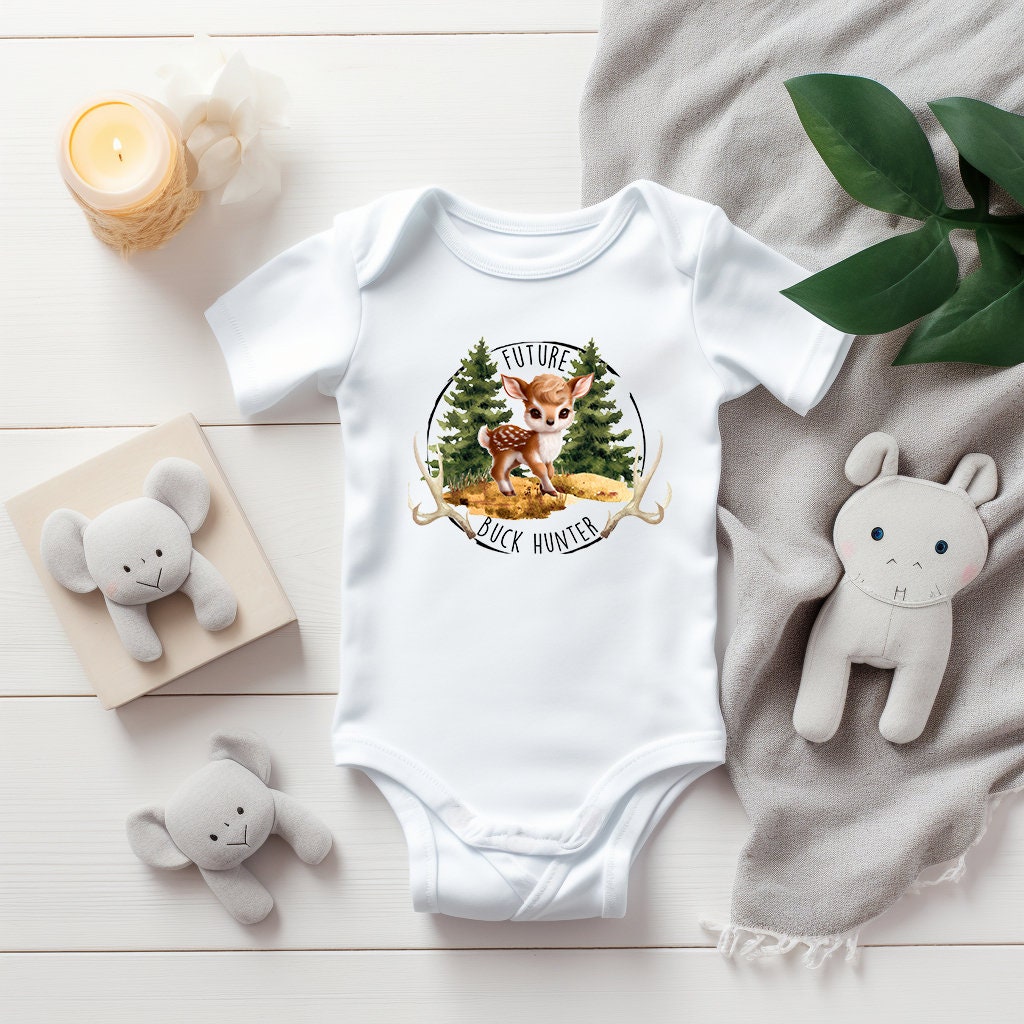 Baby Bodysuit, Future Buck Hunter One Piece Baby Suit, Baby Gift, Long / Short Sleeve, 0-18 Months size