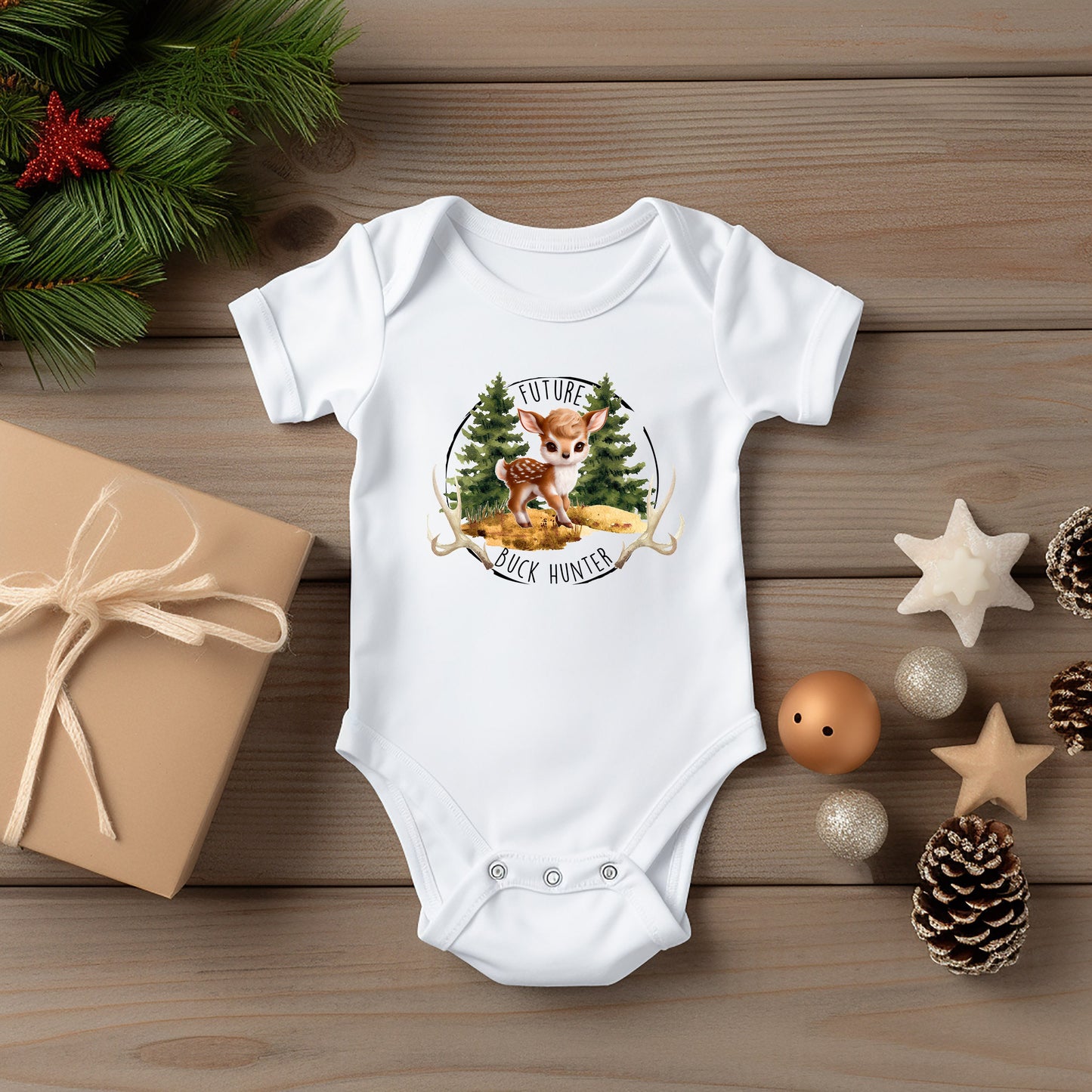 Baby Bodysuit, Future Buck Hunter One Piece Baby Suit, Baby Gift, Long / Short Sleeve, 0-18 Months size