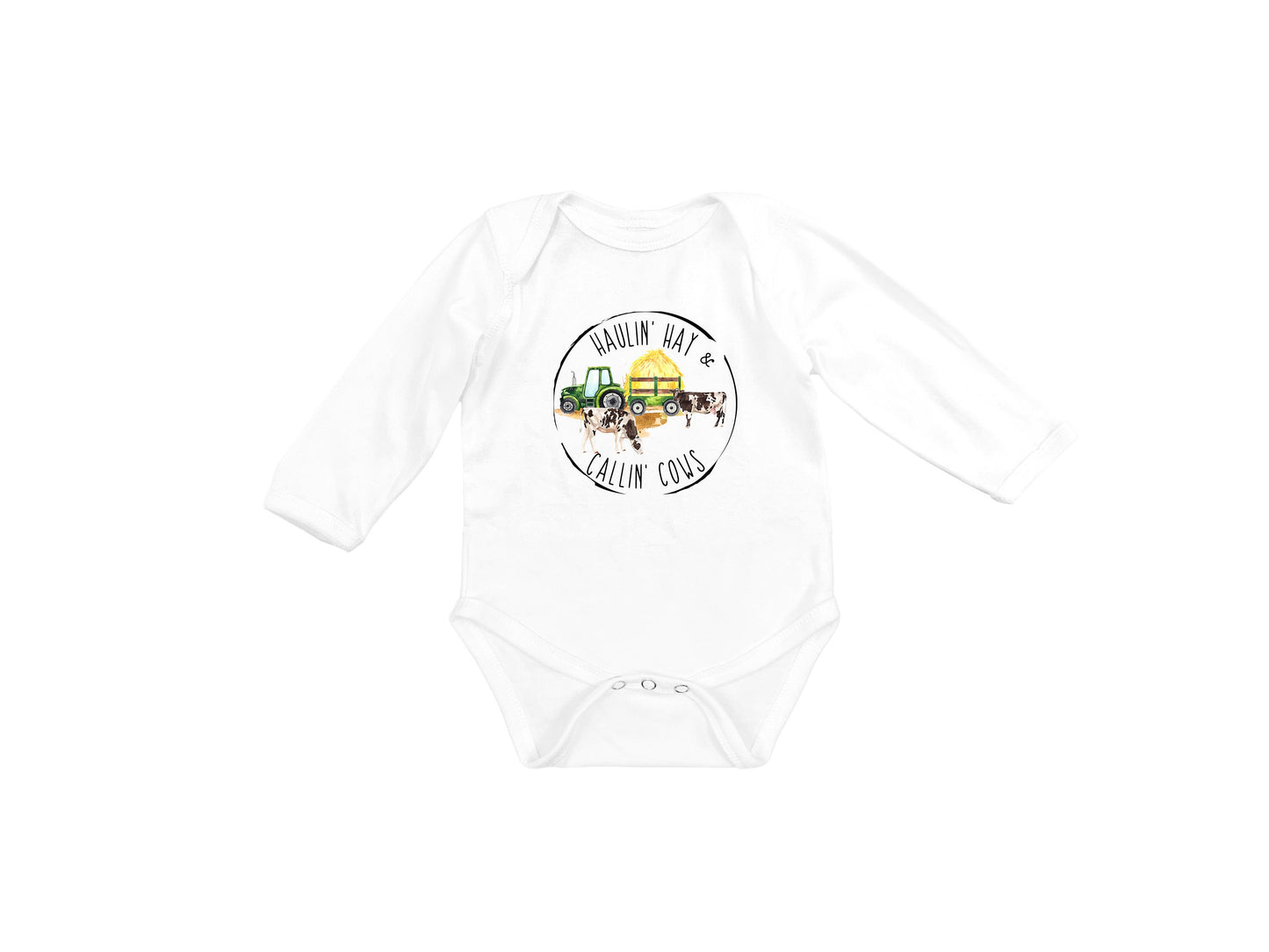 Baby Bodysuit, Haulin' Hay & Callin' Cows One Piece Baby Suit, Baby Gift, Long / Short Sleeve, 0-18 Months size