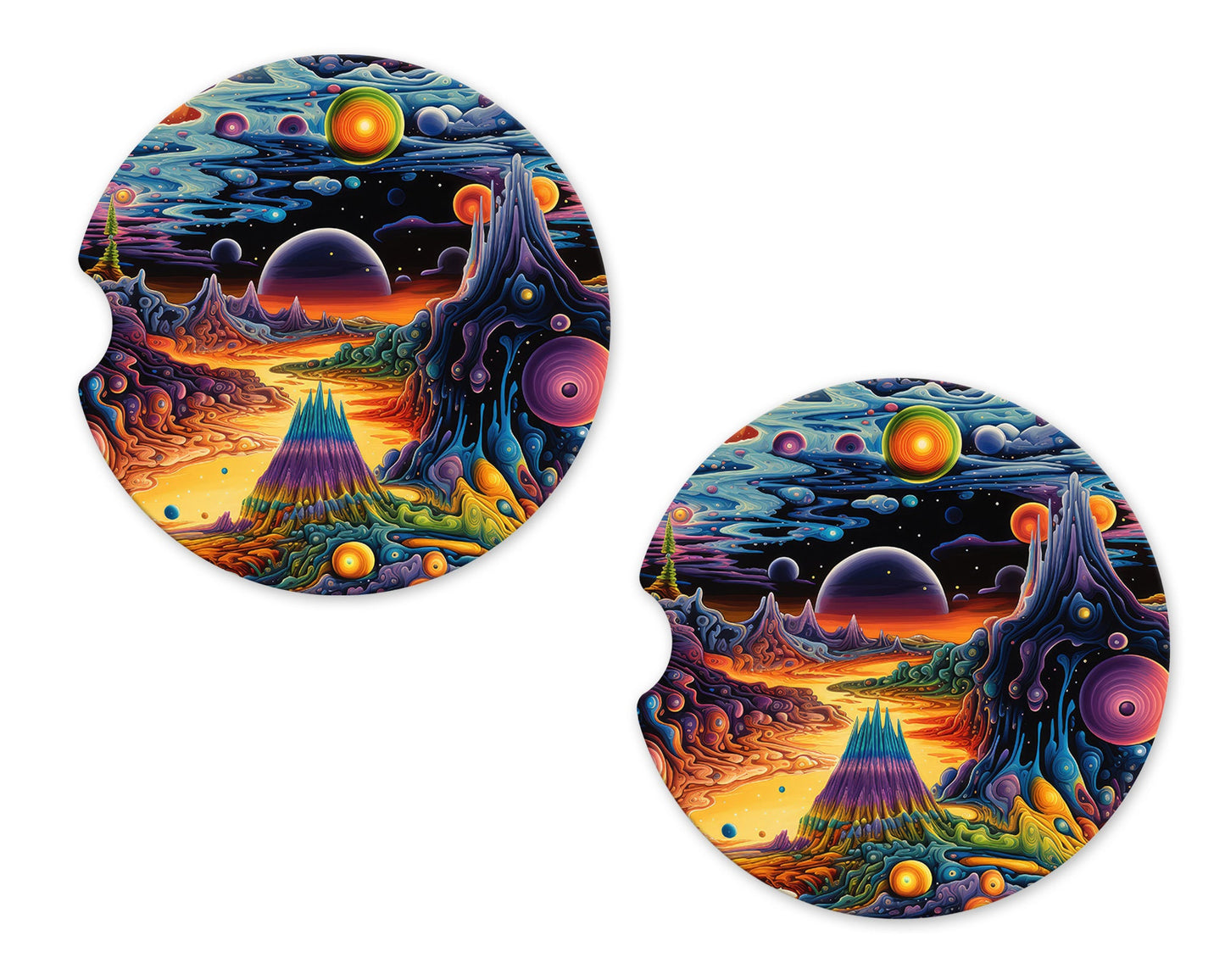 Set of 2 Alien Planet Sandstone Car Coasters