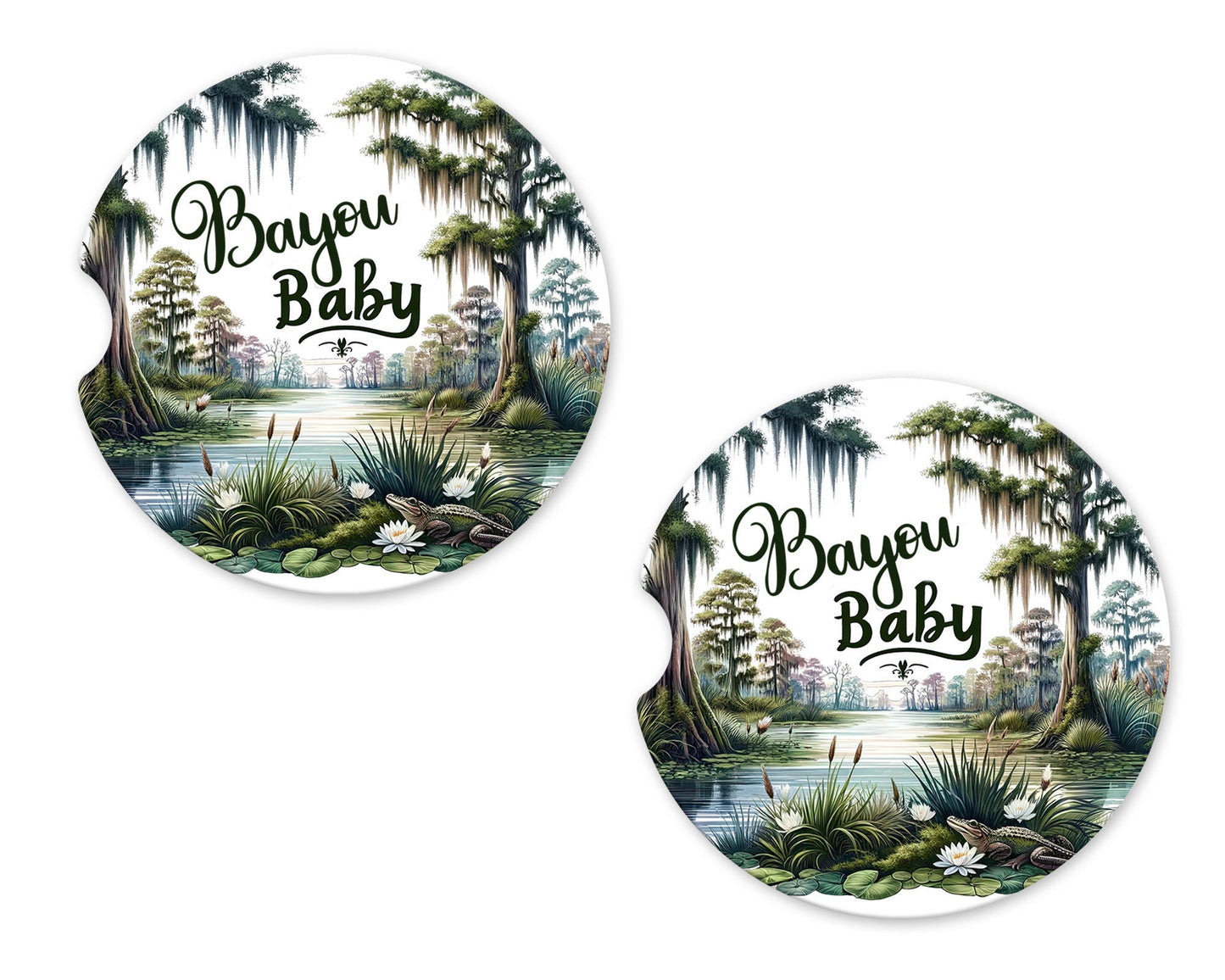 Set of 2 Bayou Baby Sandstone Car Coasters