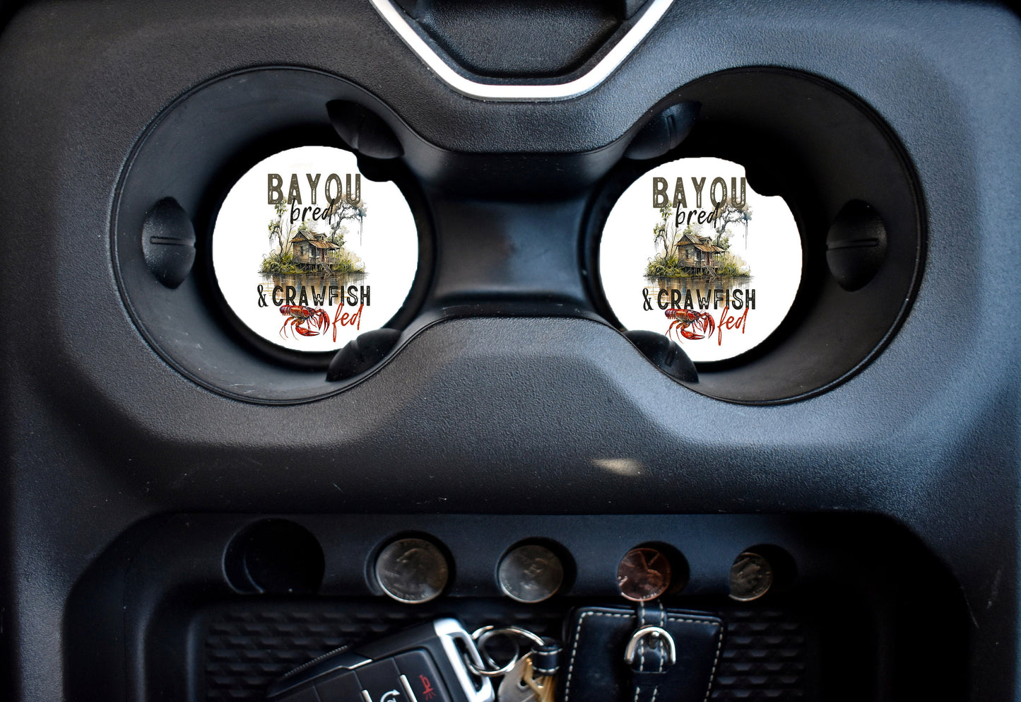 Set of 2 Bayou Bred, Crawfish Fed Sandstone Car Coasters