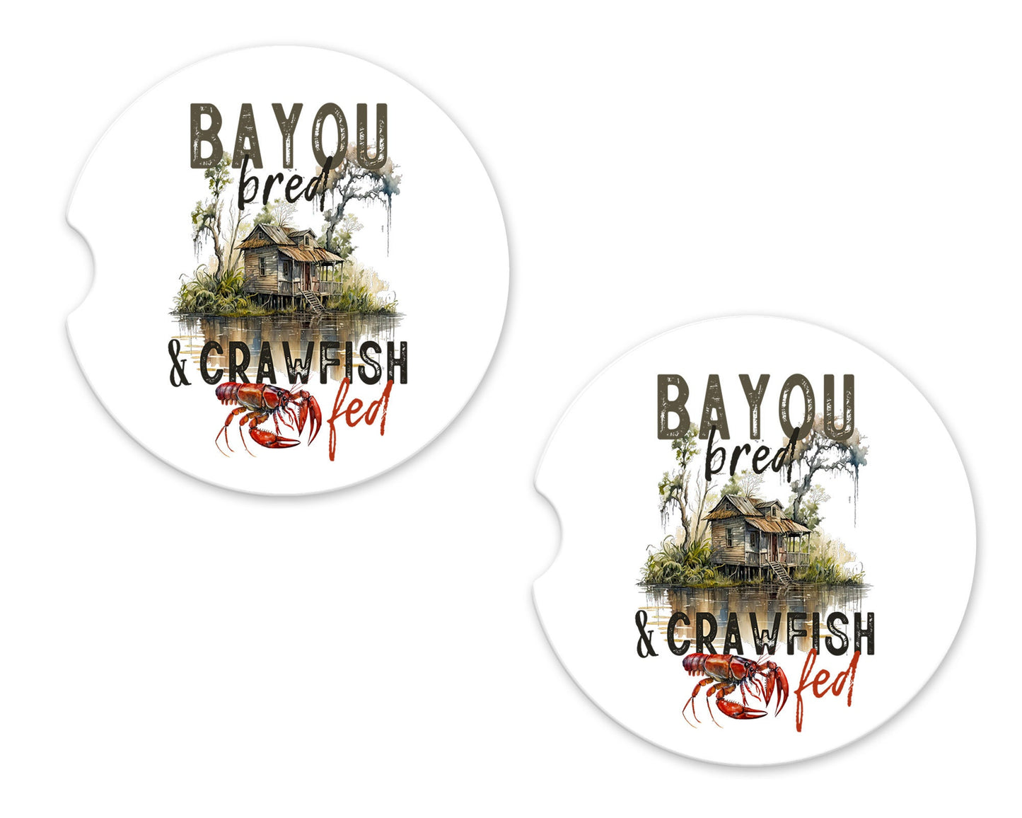 Set of 2 Bayou Bred, Crawfish Fed Sandstone Car Coasters