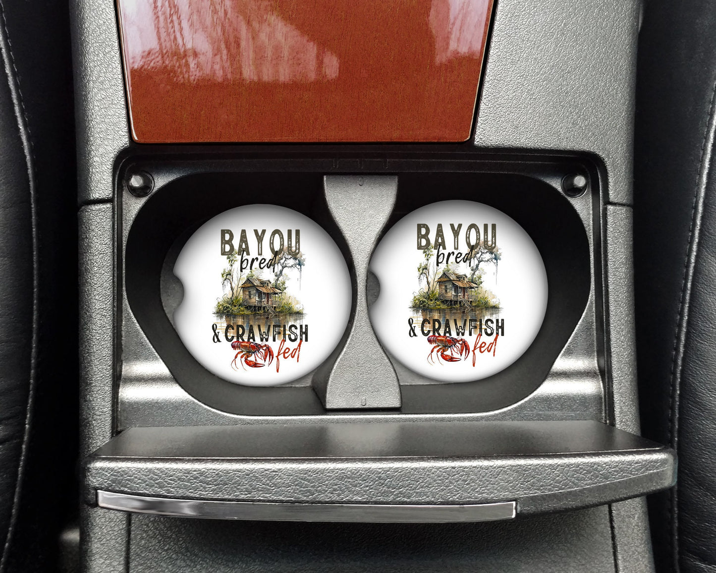 Set of 2 Bayou Bred, Crawfish Fed Sandstone Car Coasters