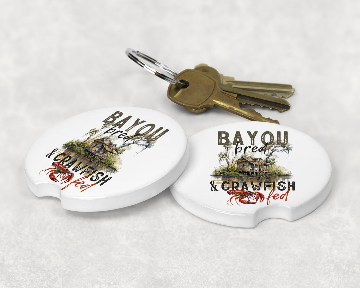 Set of 2 Bayou Raised, Cornbread Fed Sandstone Car Coasters