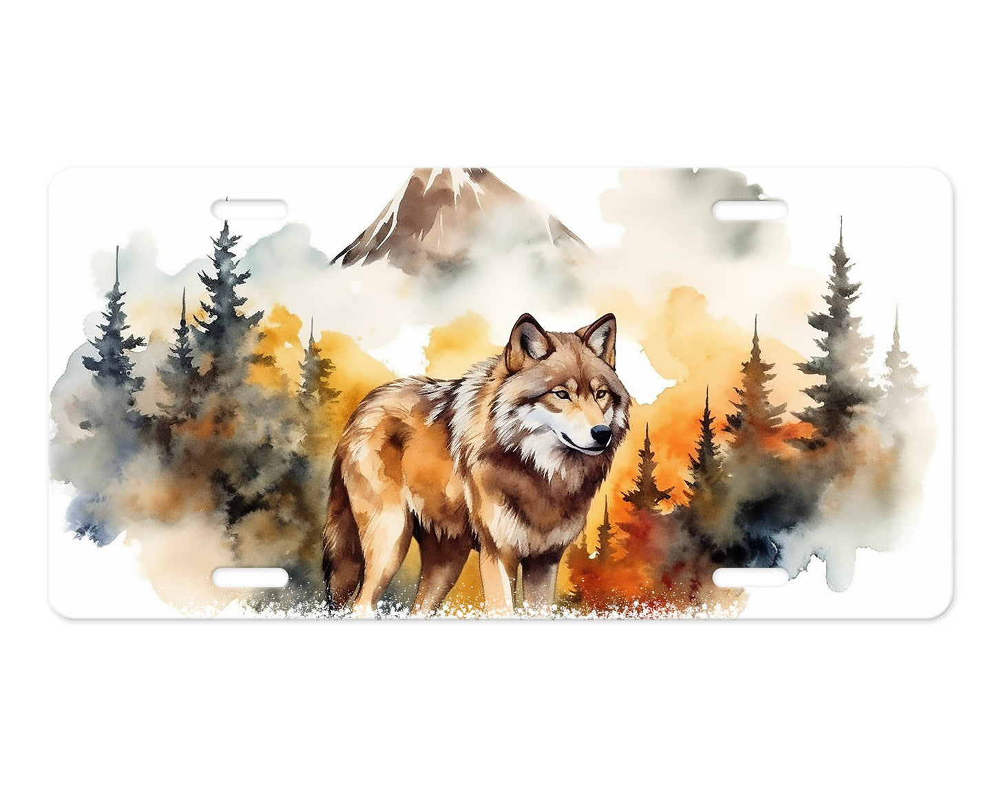 Vanity Front License Plate Mountain Wolf Aluminum Vanity License Plate Car Accessory Decorative Front Plate