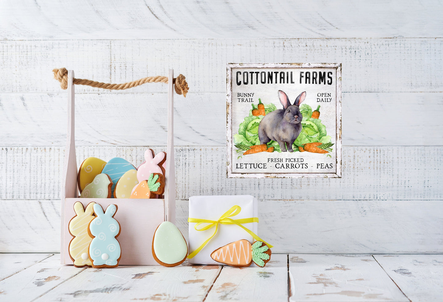 Cottontail Farms Carrots Cabbage Easter  Wood  Mini Sign, Tier Tray Decor, Kitchen Sign, Farmhouse, Wreath Sign, Door Hanger