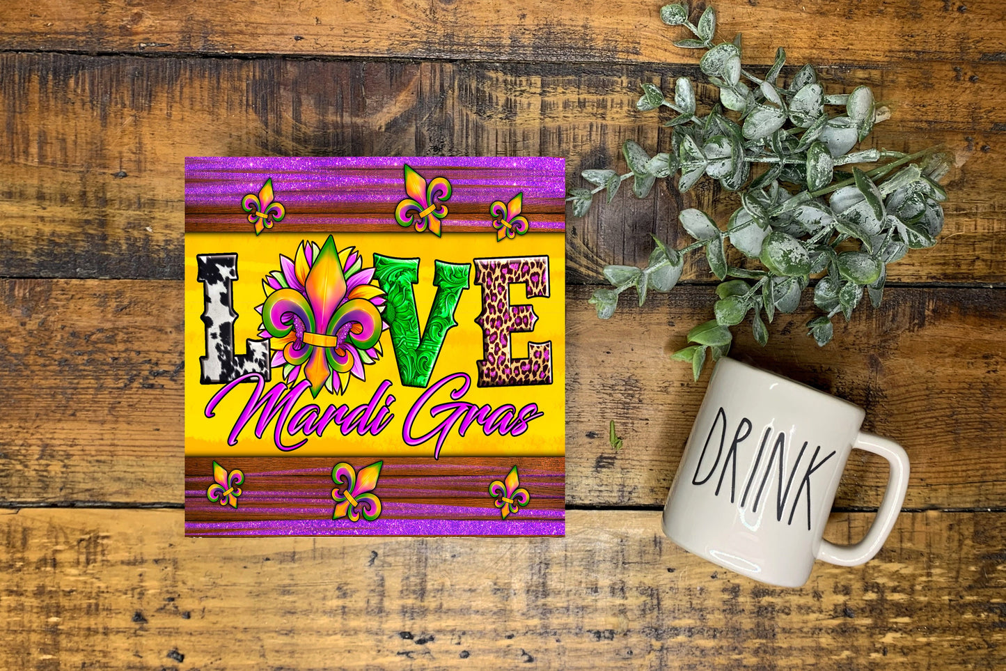 New Release, Love Mardi Gras Hanging Wall Sign Wood Home Decor, Door Hanger, Wreath Sign