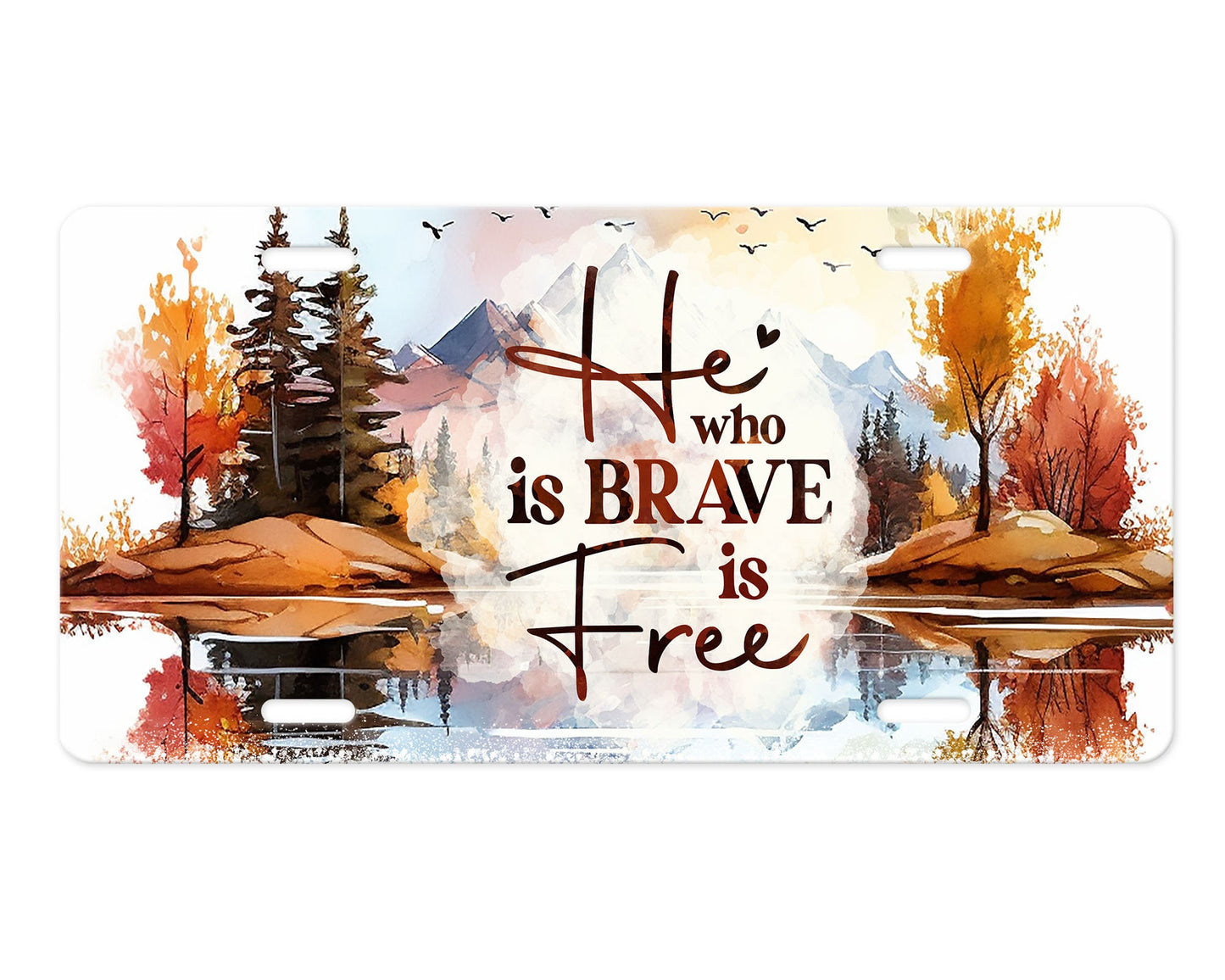 Vanity Front License Plate He Who is Brave is Free Aluminum Vanity License Plate Car Accessory Decorative Front Plate