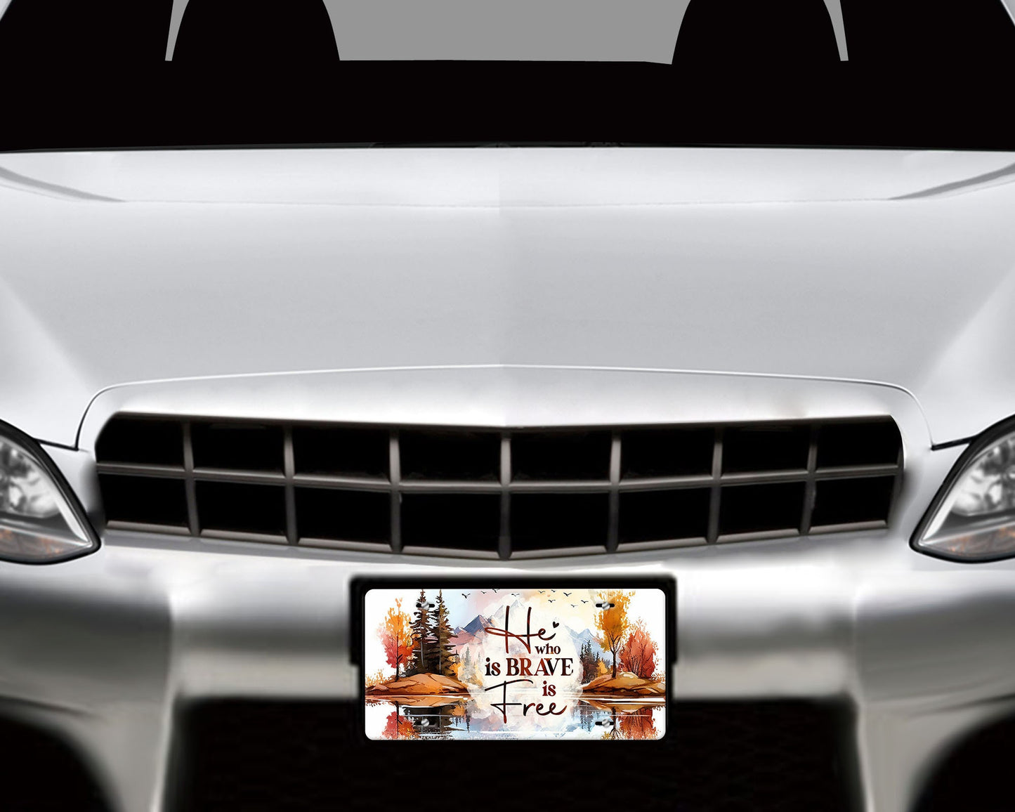 Vanity Front License Plate He Who is Brave is Free Aluminum Vanity License Plate Car Accessory Decorative Front Plate