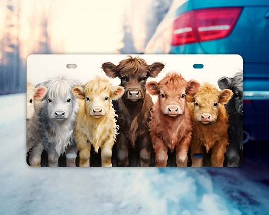 Vanity Front License Plate Highland Cow Herd Aluminum Vanity License Plate Car Accessory Decorative Front Plate