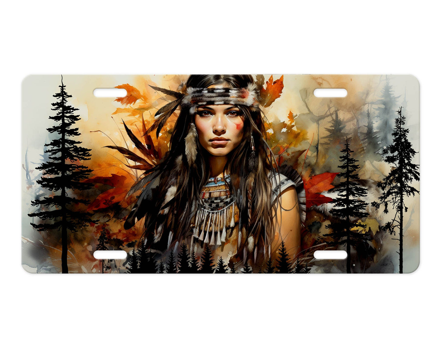 Vanity Front License Plate Indigenous Girl Aluminum Vanity License Plate Car Accessory Decorative Front Plate