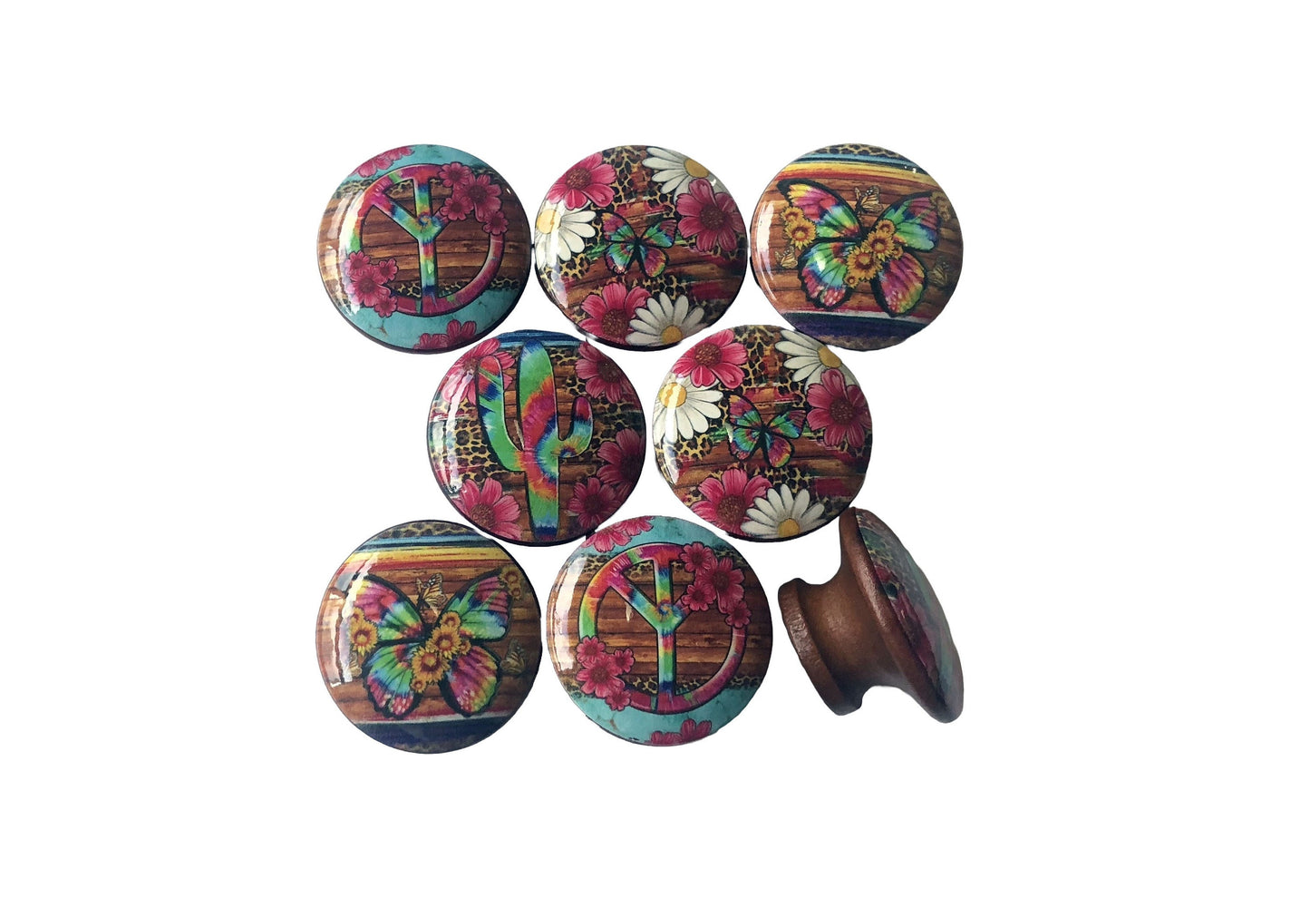 Western Cabinet and Drawer Knobs, Set of 8 Hippy Vibes, Cabinet Knobs Drawer Knobs and Pulls, Kitchen Cabinet Knobs,