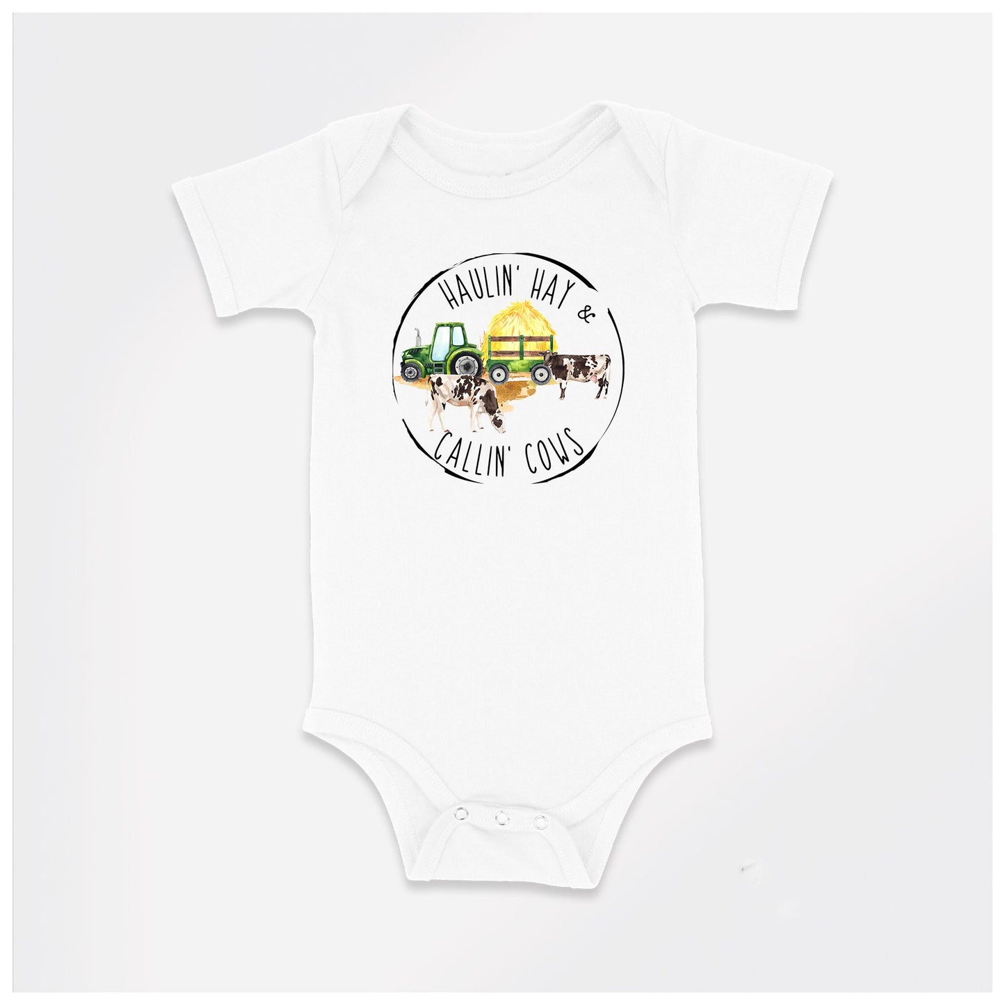 Baby Bodysuit, Haulin' Hay & Callin' Cows One Piece Baby Suit, Baby Gift, Long / Short Sleeve, 0-18 Months size