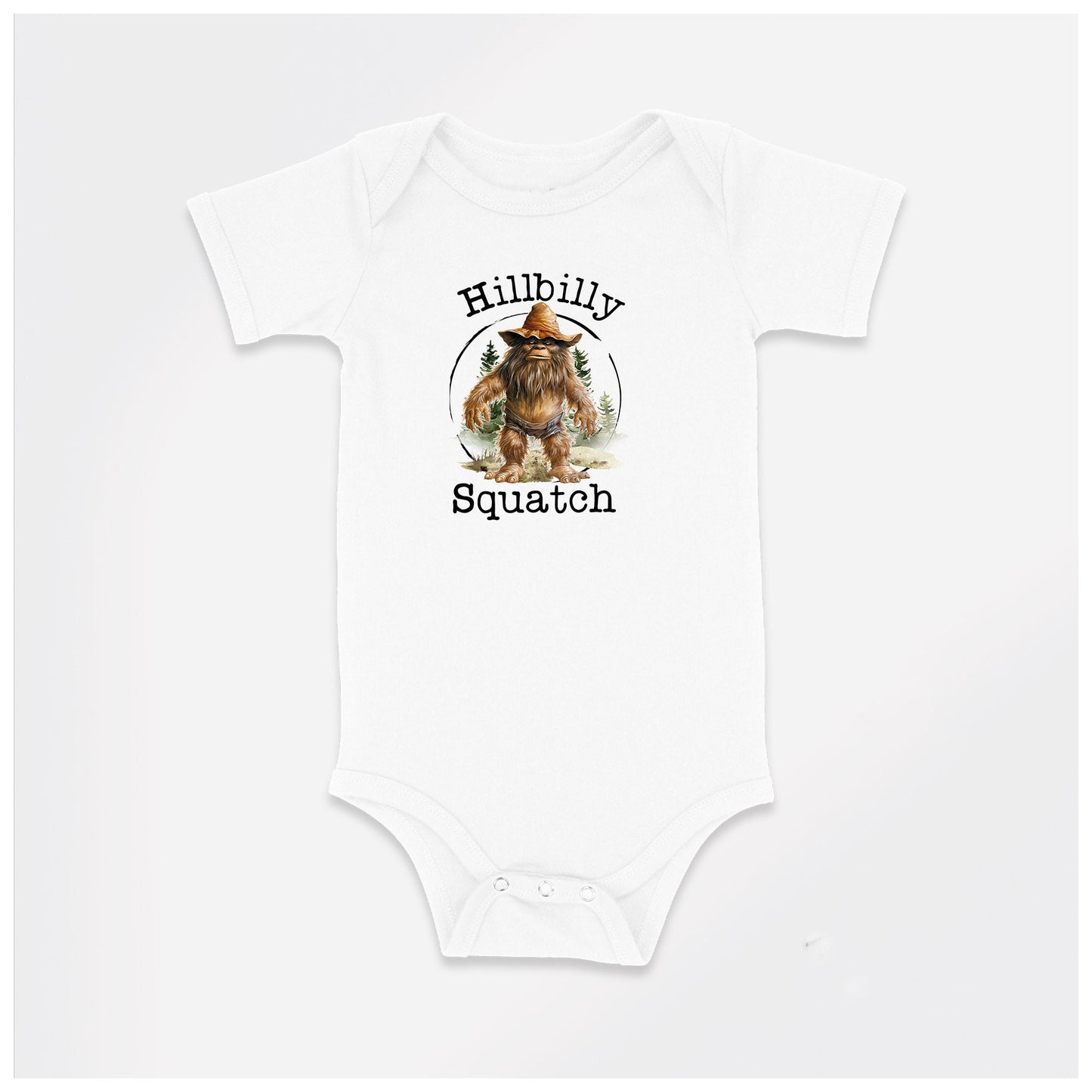 Baby Bodysuit, Hillbilly Squatch One Piece Baby Suit, Baby Gift, Long / Short Sleeve, 0-18 Months size