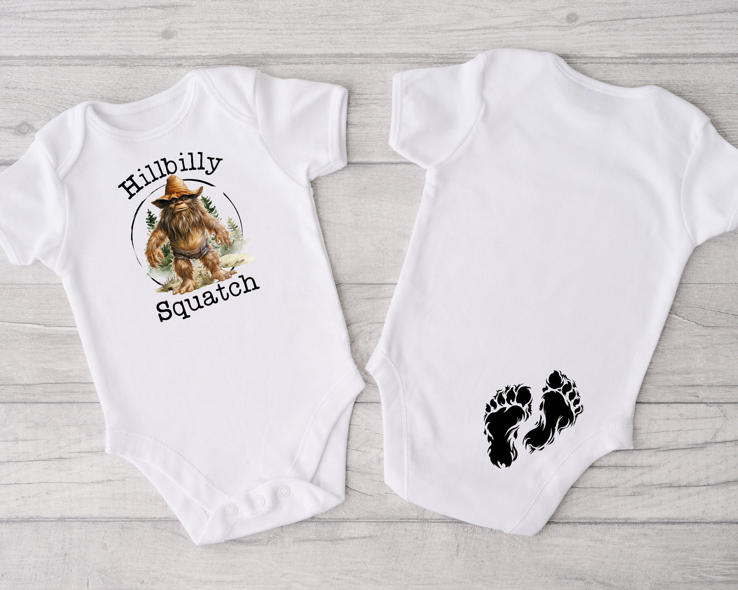 Baby Bodysuit, Hillbilly Squatch One Piece Baby Suit, Baby Gift, Long / Short Sleeve, 0-18 Months size