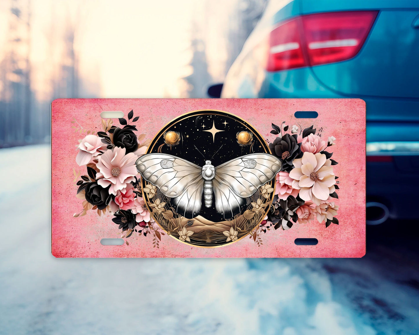 Vanity Front License Plate, Celestial Moth Aluminum Vanity License Plate Car Accessory Decorative Front Plate