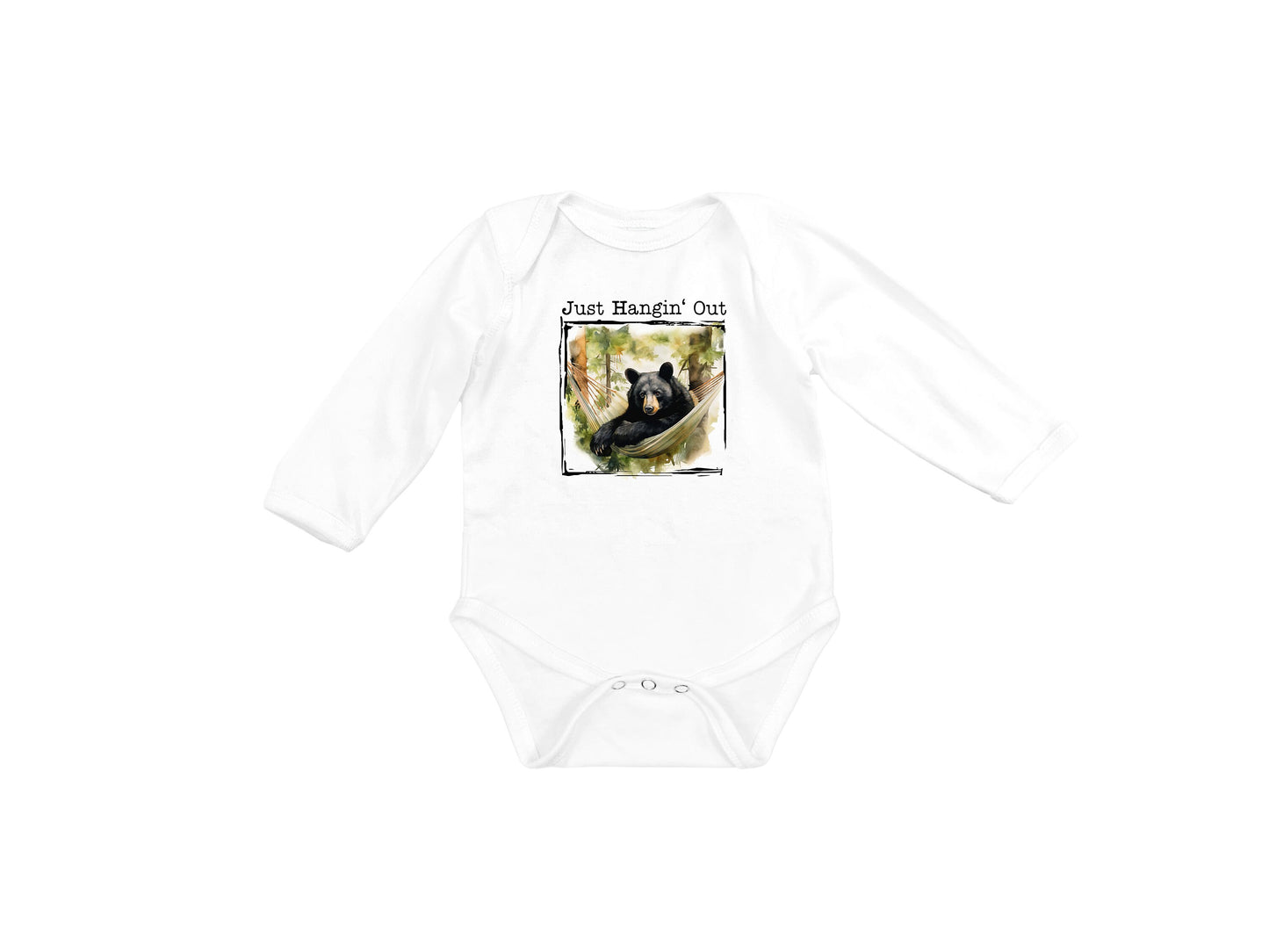 Baby Bodysuit, Just Hangin' Out Bear One Piece Baby Suit, Baby Gift, Long / Short Sleeve, 0-18 Months size