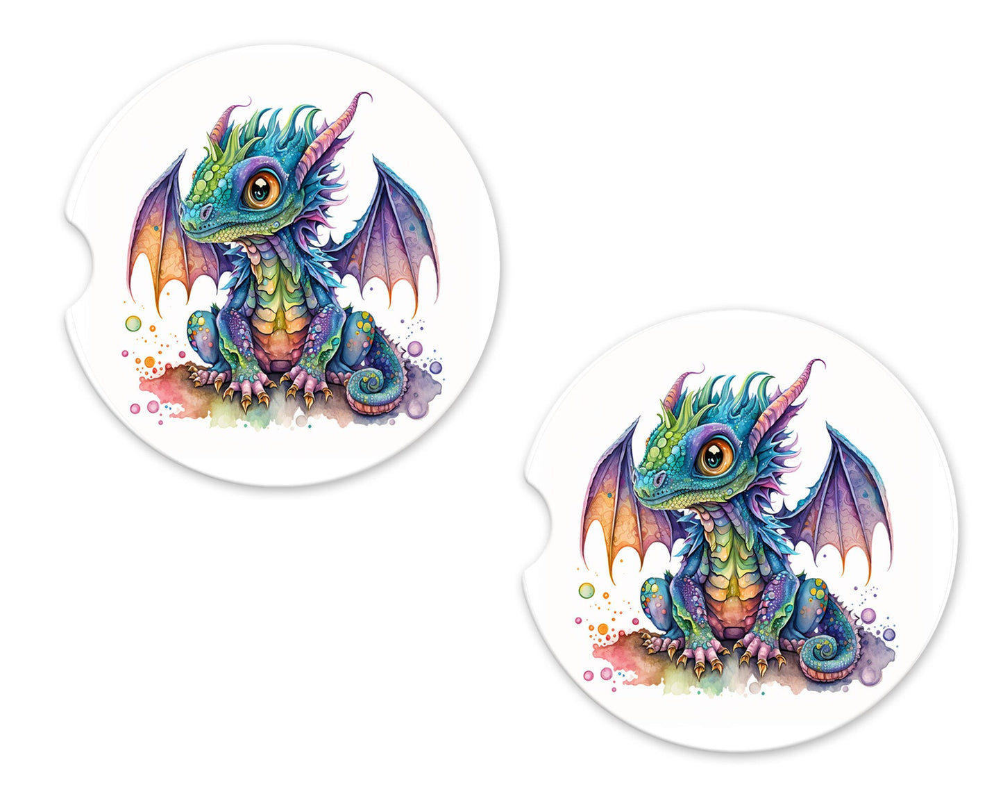 Set of 2 Baby Dragon Sandstone Car Coasters