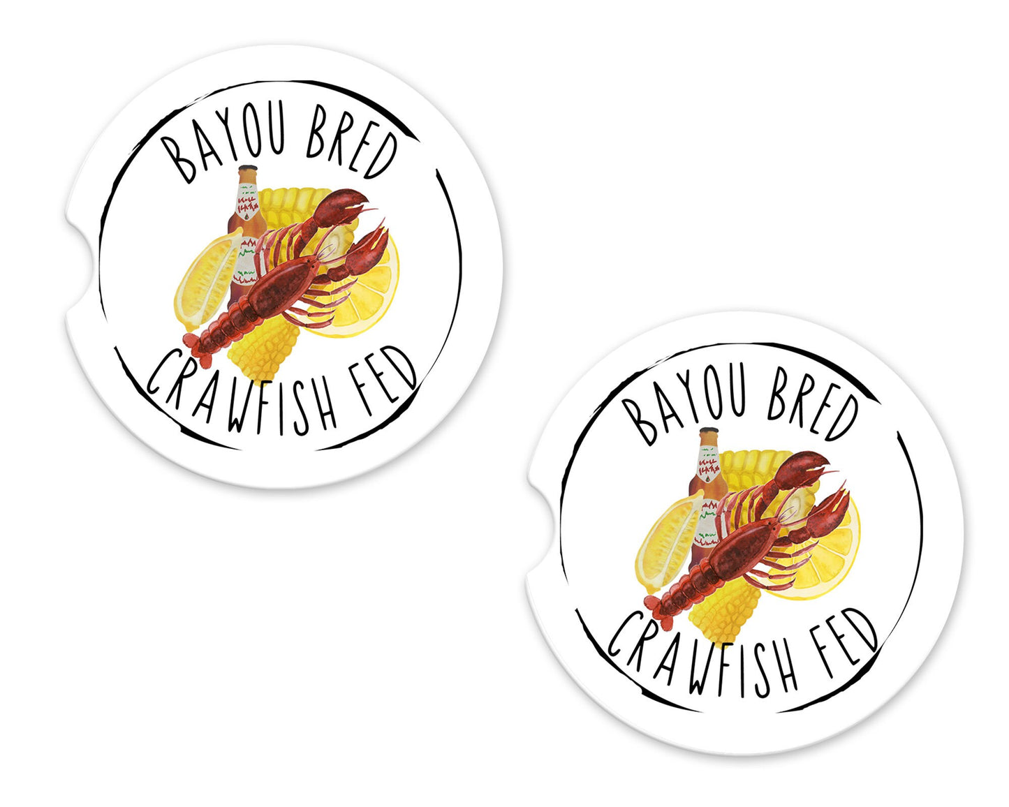 Set of 2 Bayou Bred, Crawfish Boil Fed Sandstone Car Coasters