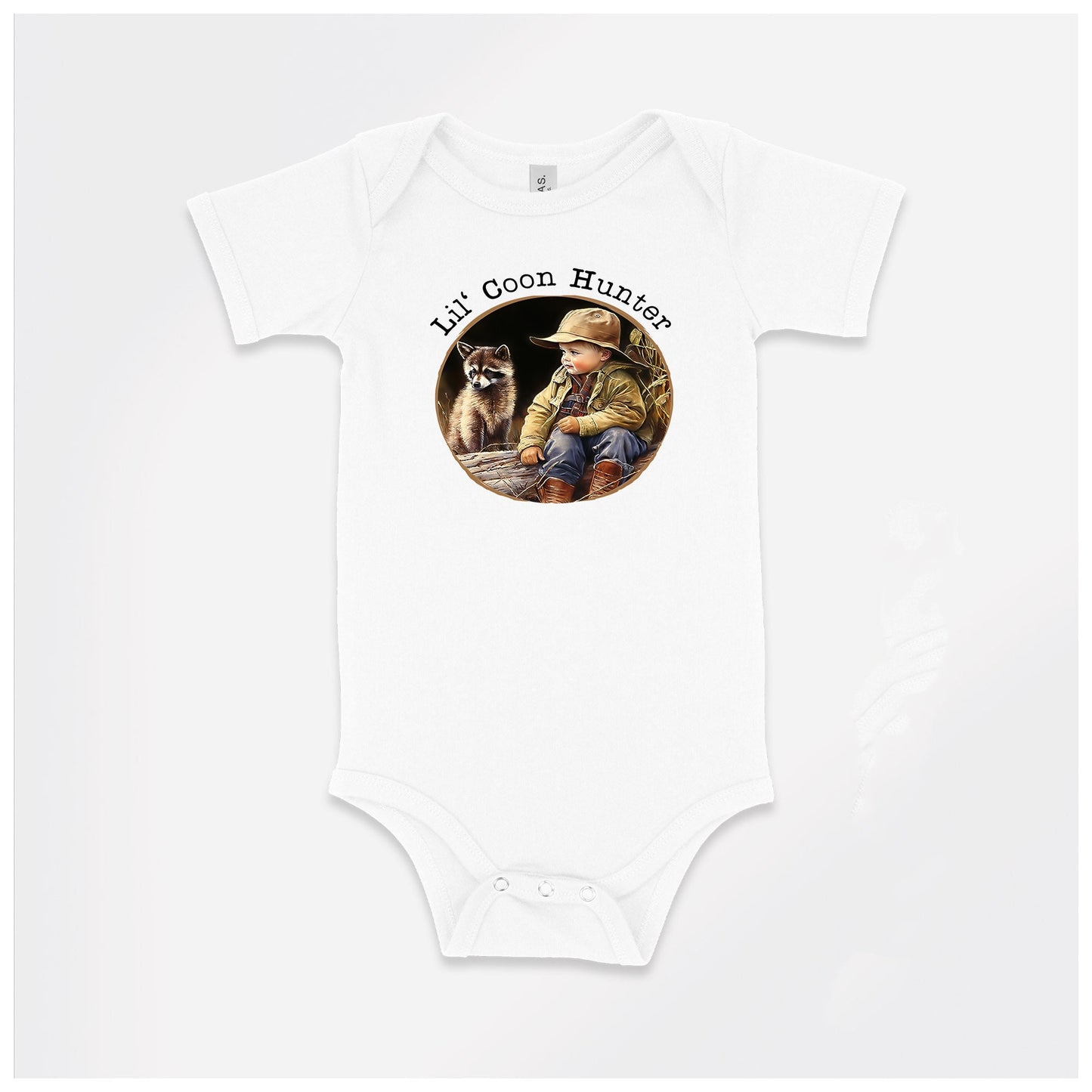 Baby Bodysuit, Lil' Coon Hunter One Piece Baby Suit, Baby Gift, Long / Short Sleeve, 0-18 Months size