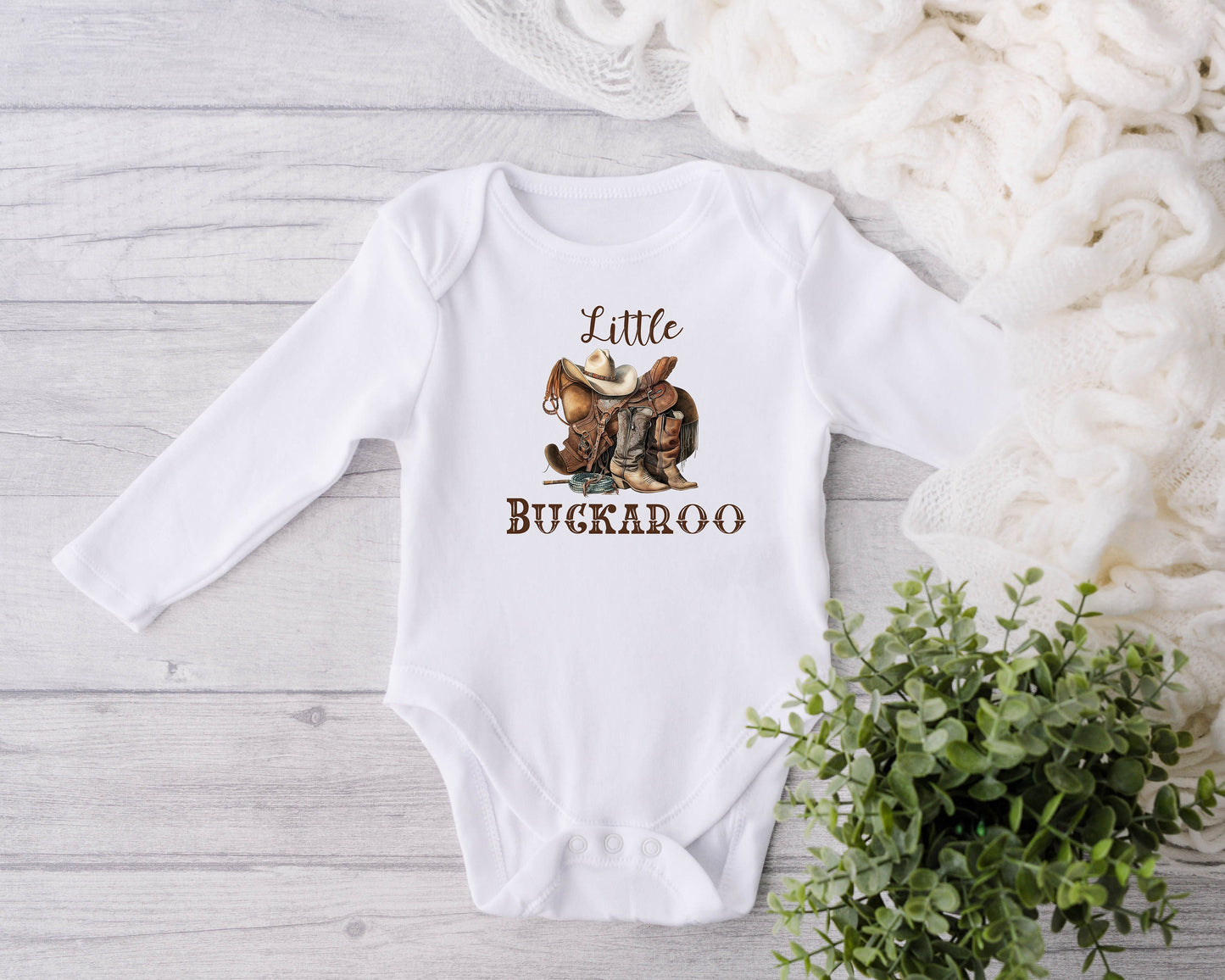 Baby Bodysuit, Little Buckaroo One Piece Baby Suit, Baby Gift, Long / Short Sleeve, 0-18 Months size