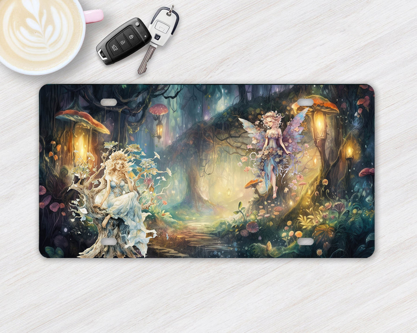 Vanity Front License Plate, Forest Fairies Aluminum Vanity License Plate Car Accessory Decorative Front Plate