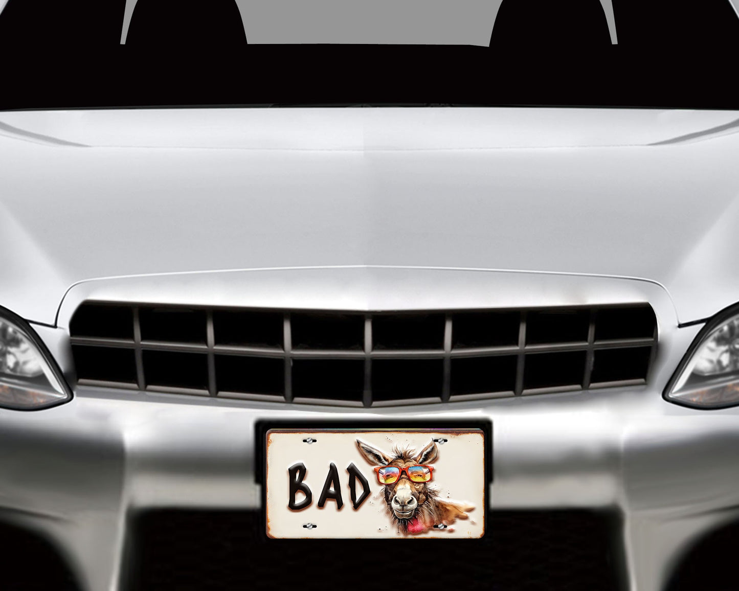 Vanity Front License Plate, Bad Ass Aluminum Vanity License Plate Car Accessory Decorative Front Plate