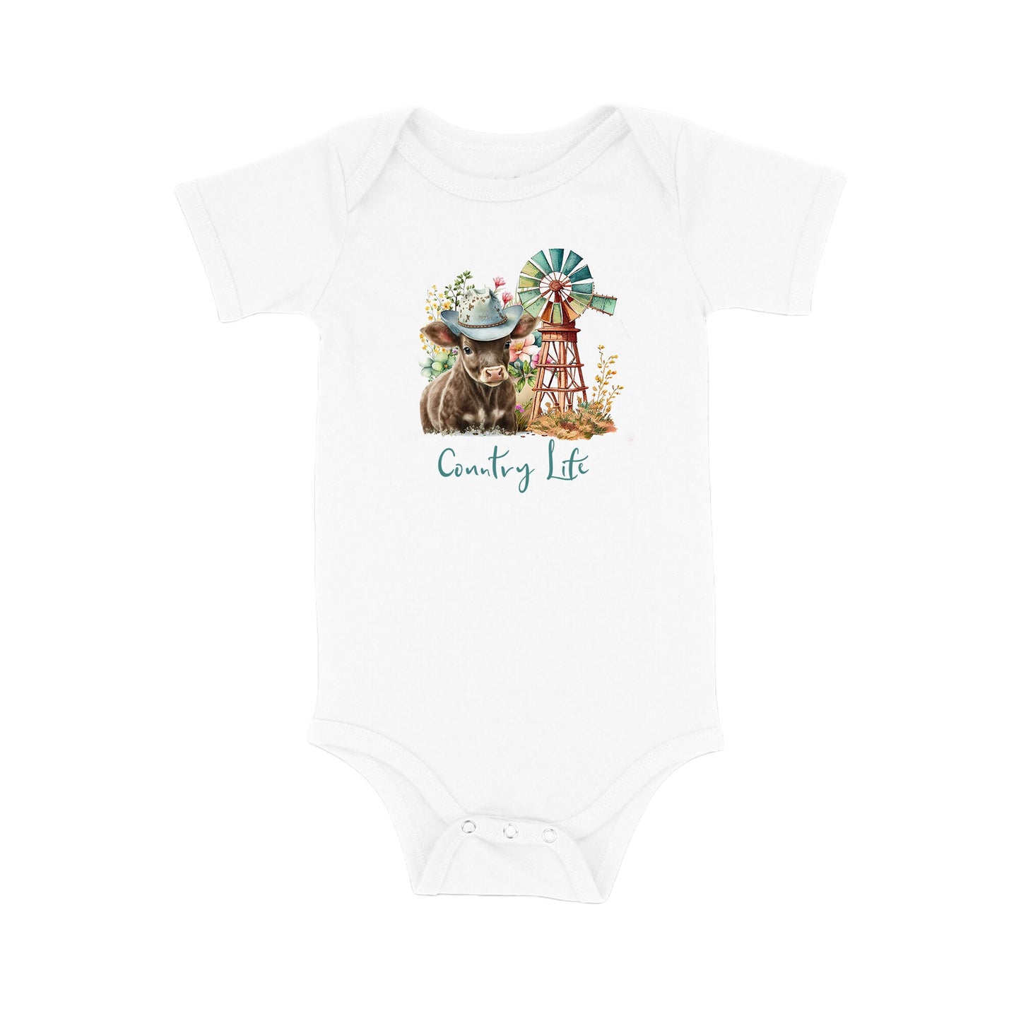 Baby Bodysuit, Country Life One Piece Baby Suit, Baby Gift, Long / Short Sleeve, 0-18 Months size