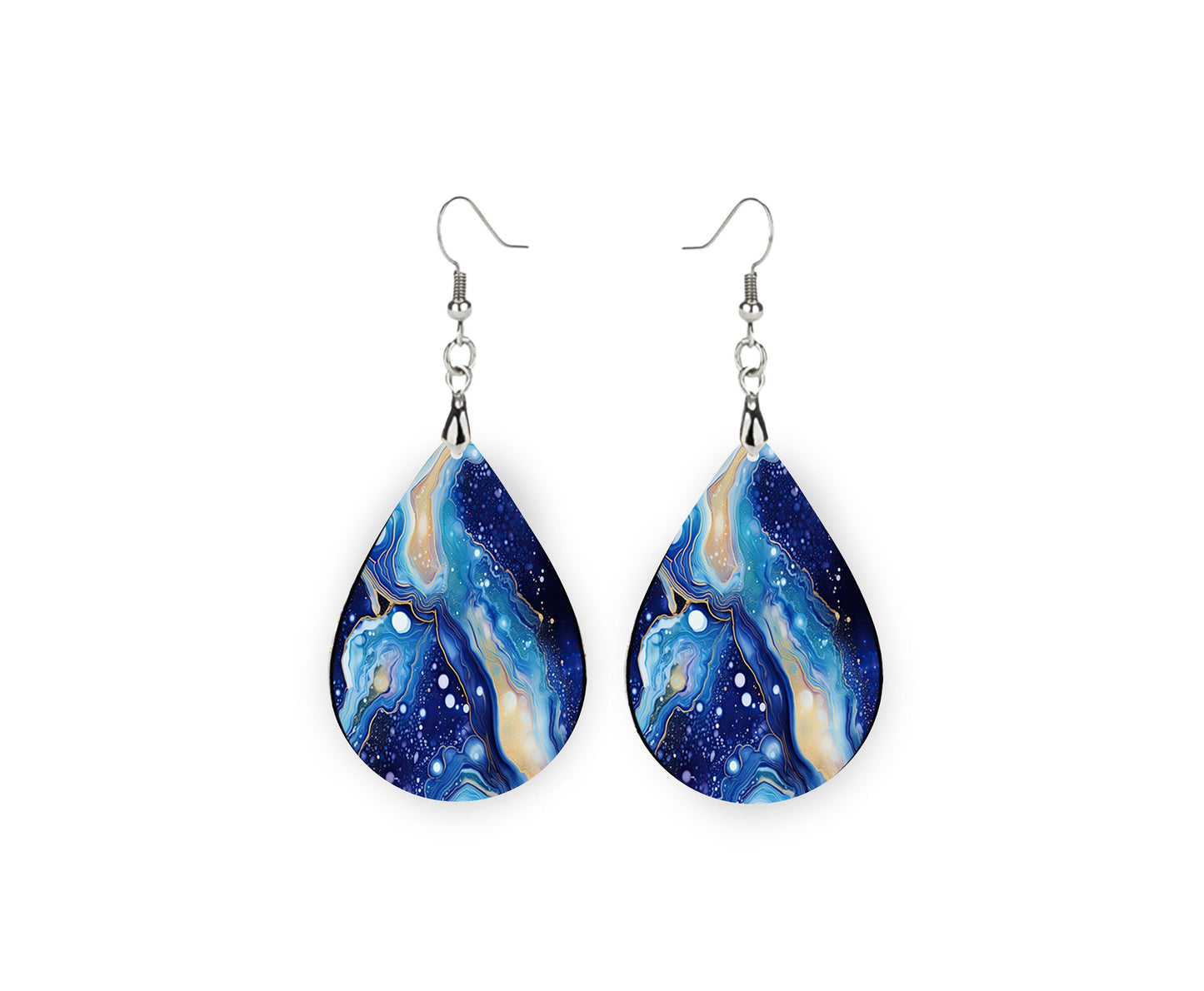 Celestial Agate Earrings Print Tear Drop Wood Dangle Earrings Hypoallergenic Jewelry