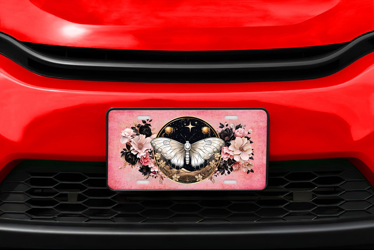 Vanity Front License Plate, Celestial Moth Aluminum Vanity License Plate Car Accessory Decorative Front Plate