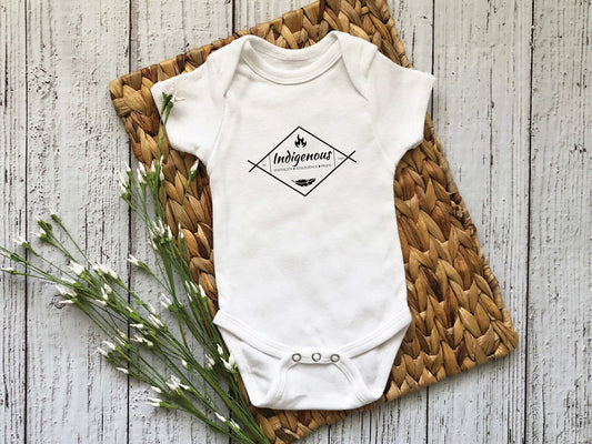 Baby Bodysuit, Indigenous One Piece Baby Suit, Baby Gift, Long / Short Sleeve, 0-18 Months size