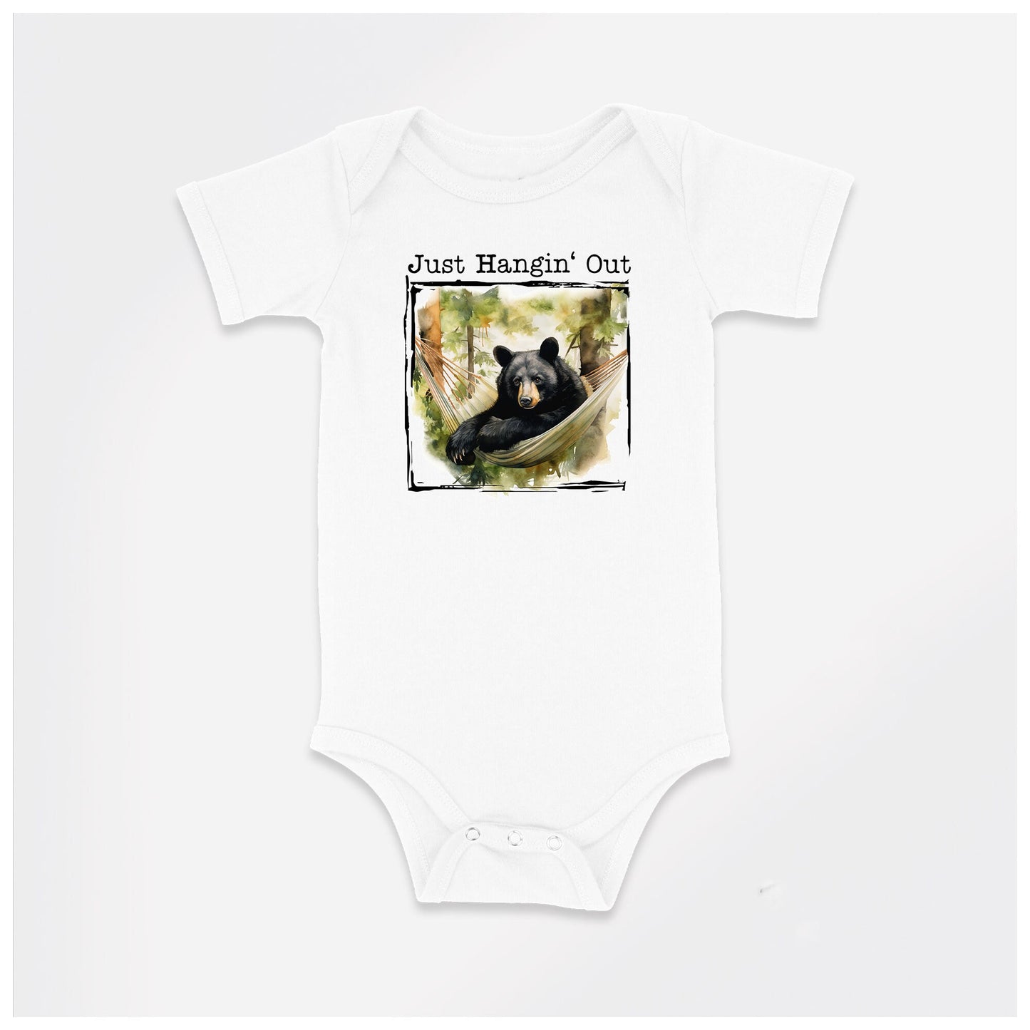 Baby Bodysuit, Just Hangin' Out Bear One Piece Baby Suit, Baby Gift, Long / Short Sleeve, 0-18 Months size