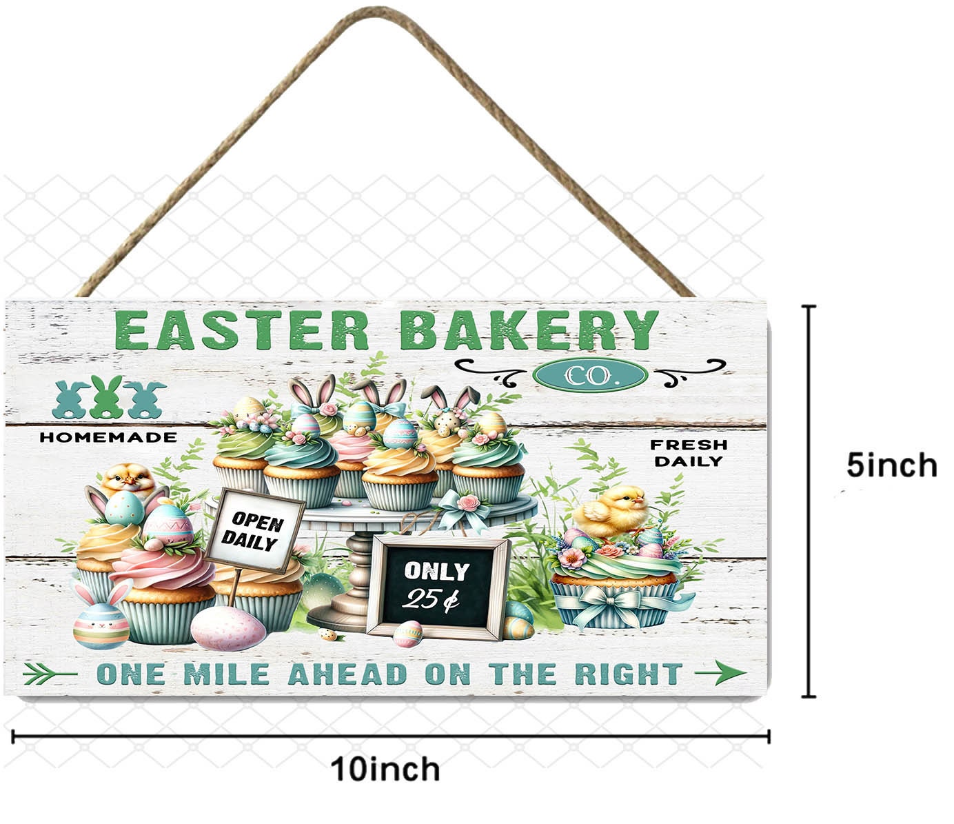 Easter Sign, Easter Bakery Cupcakes, Hanging Wall Sign Wood Home Decor, Wreath Sign, Door Hanger