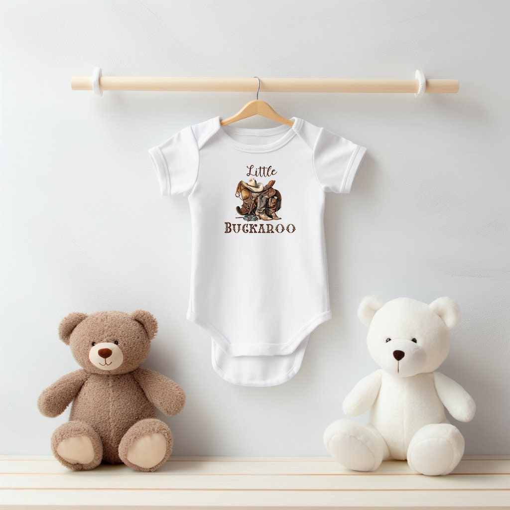 Baby Bodysuit, Little Buckaroo One Piece Baby Suit, Baby Gift, Long / Short Sleeve, 0-18 Months size