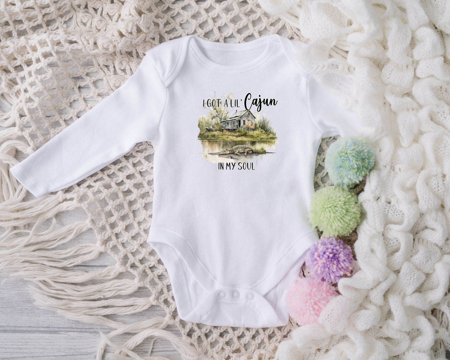 Baby Bodysuit, Lil' Cajun in my Soul One Piece Baby Suit, Baby Gift, Long / Short Sleeve, 0-18 Months size