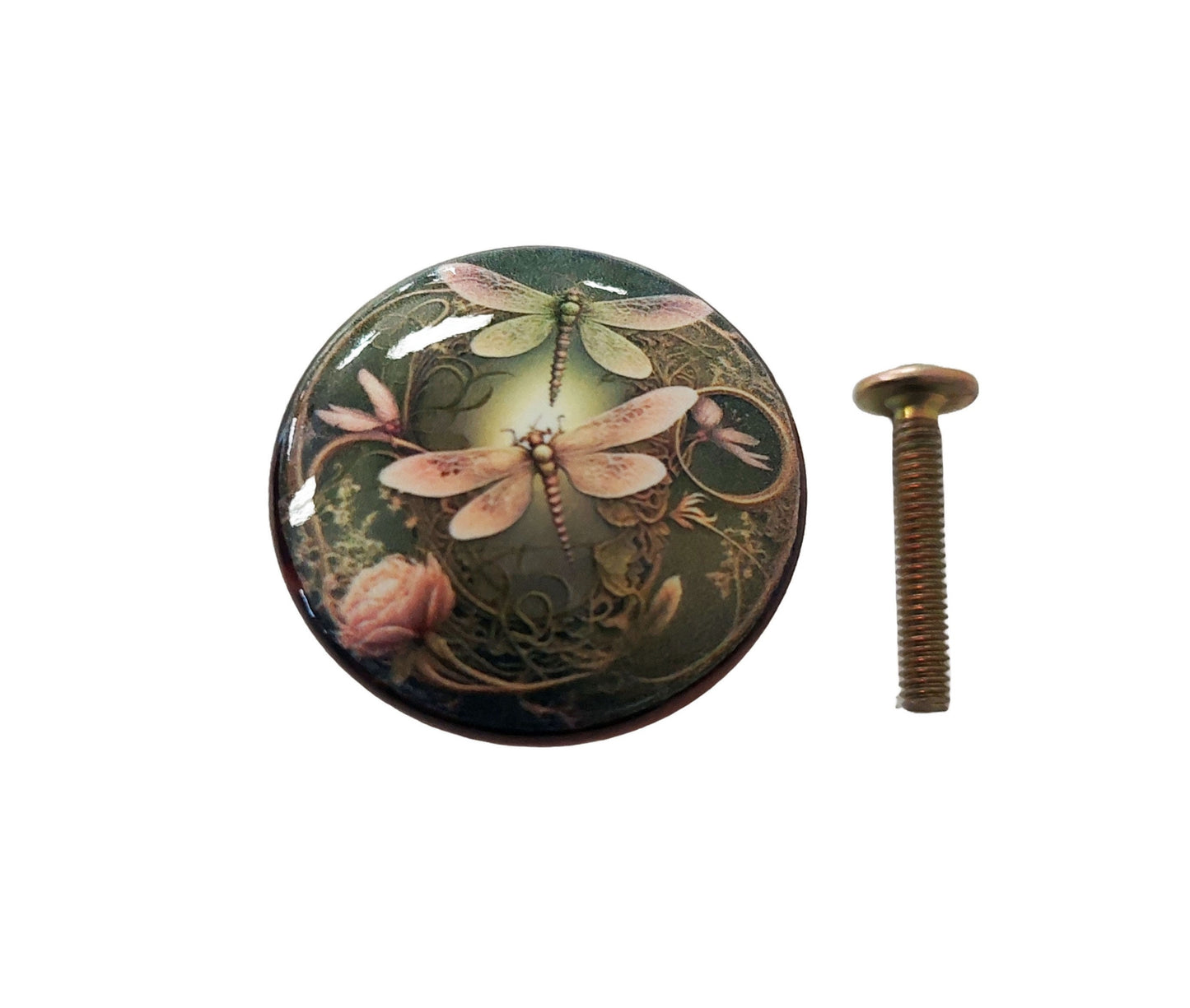 Pink and Green Dragonfly Cabinet and Drawer Knobs, Set of 8, Cabinet Knobs Drawer Knobs and Pulls, Kitchen Cabinet Knobs