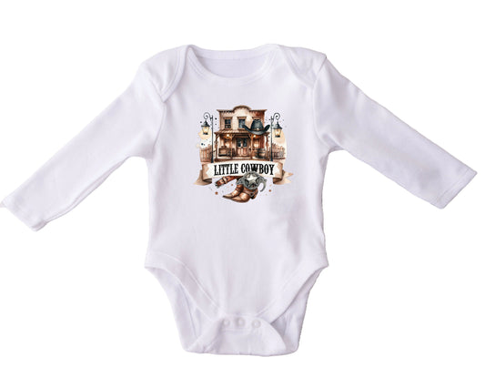 Baby Bodysuit, Little Cowboy One Piece Baby Suit, Baby Gift, Long / Short Sleeve, 0-18 Months size