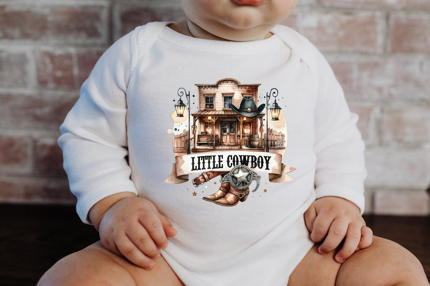 Baby Bodysuit, Little Cowboy One Piece Baby Suit, Baby Gift, Long / Short Sleeve, 0-18 Months size